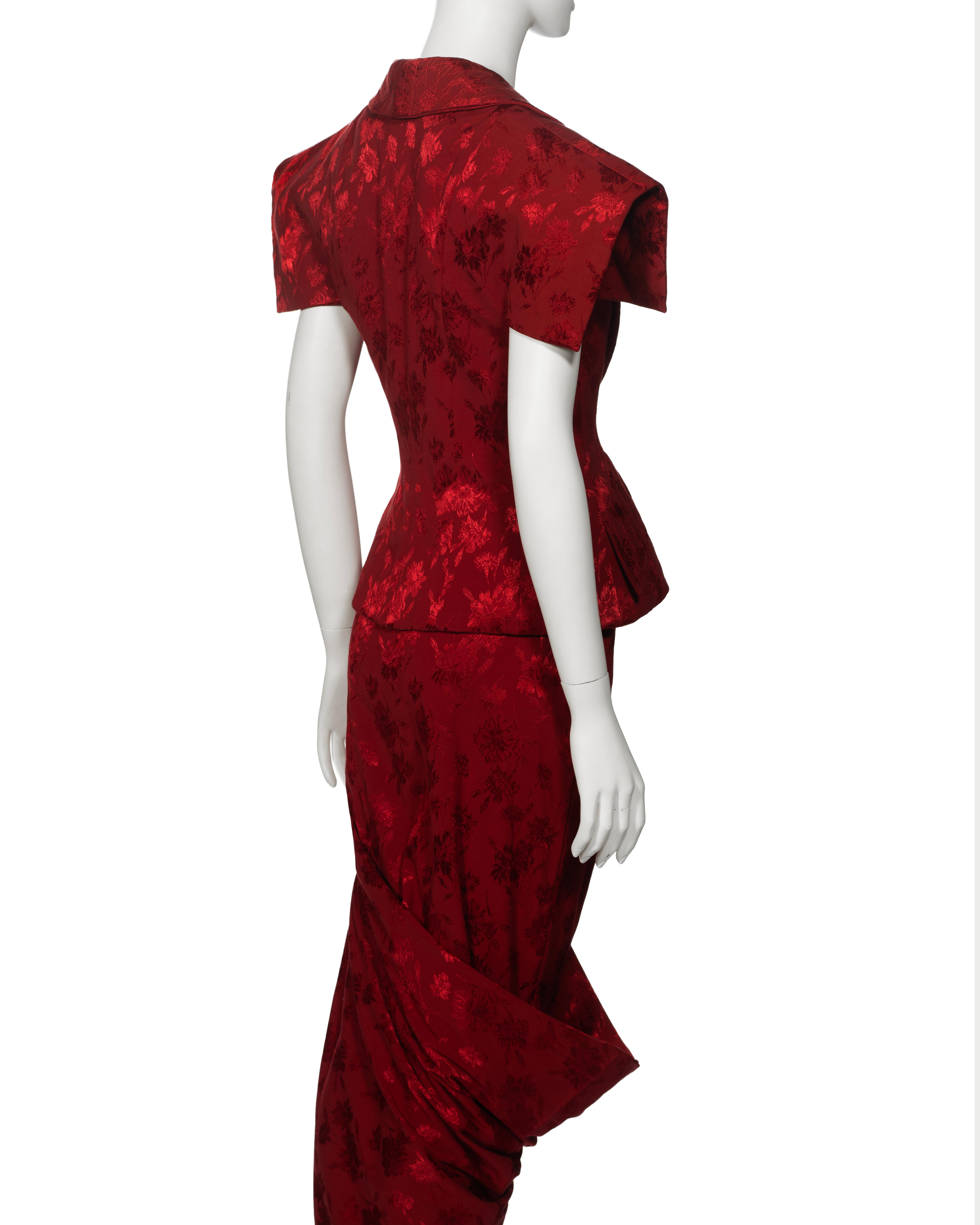 Christian Dior by John Galliano Red Floral Damask Evening Ensemble, fw 1997 8