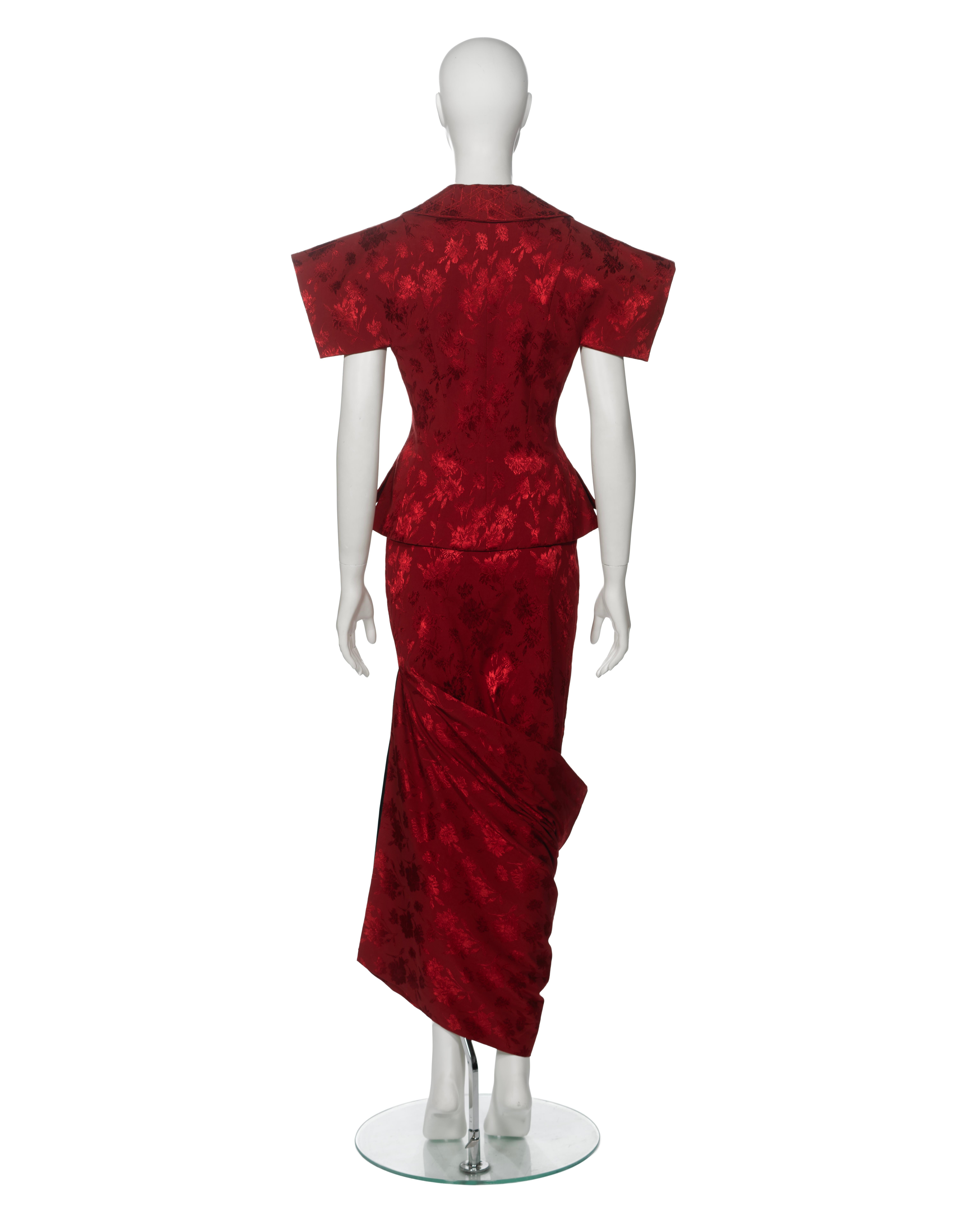 Christian Dior by John Galliano Red Floral Damask Evening Ensemble, fw 1997 10