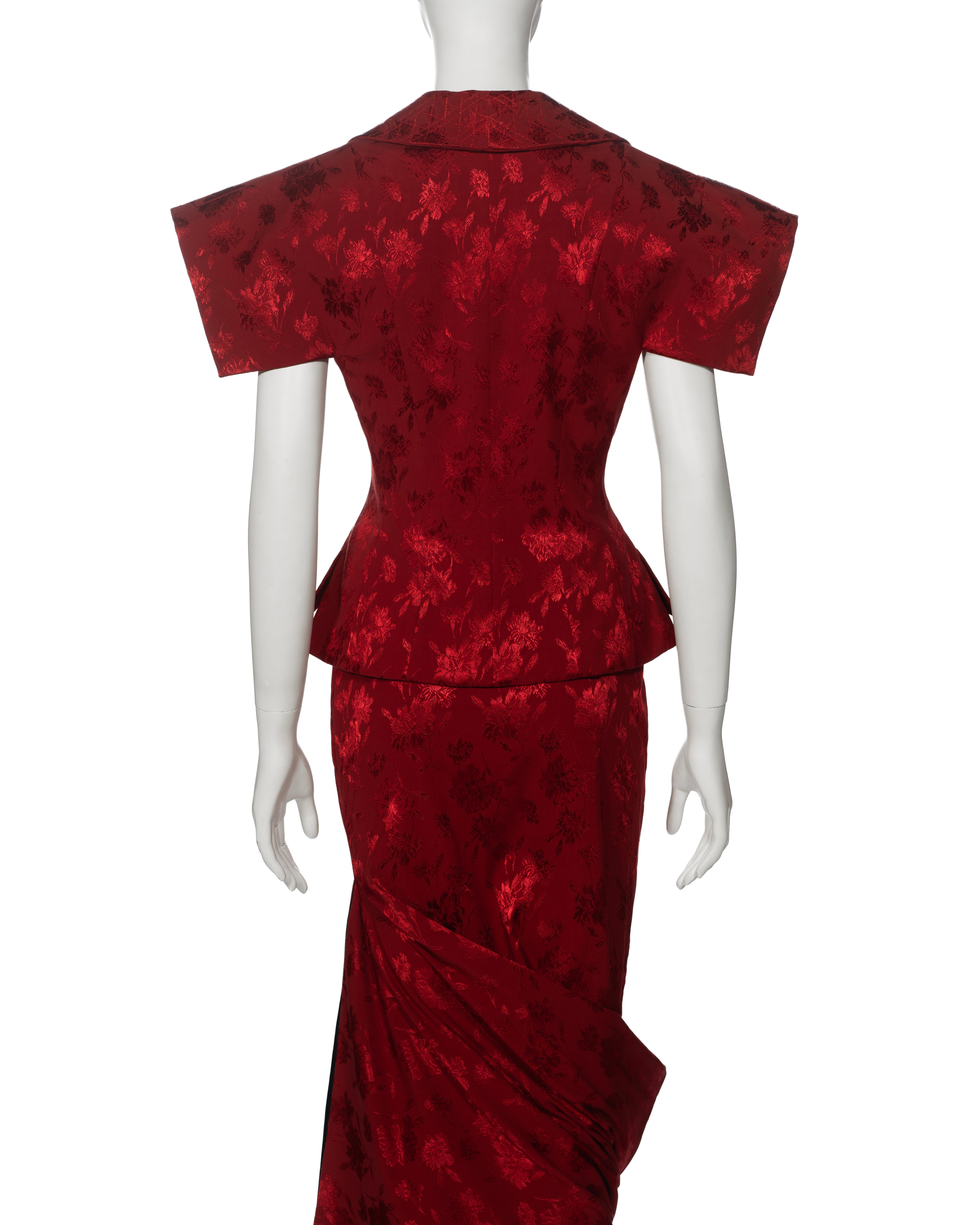 Christian Dior by John Galliano Red Floral Damask Evening Ensemble, fw 1997 11
