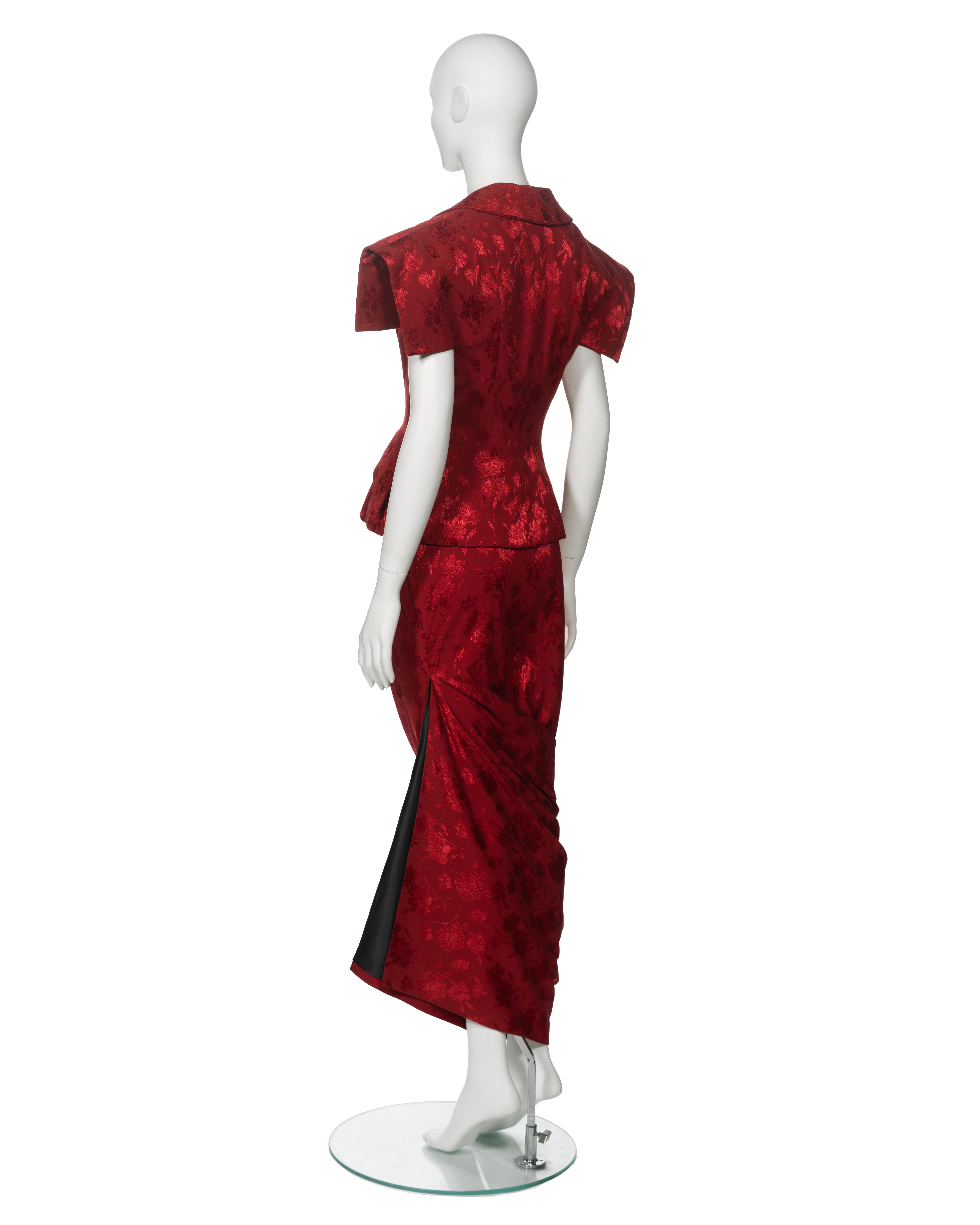 Christian Dior by John Galliano Red Floral Damask Evening Ensemble, fw 1997 12