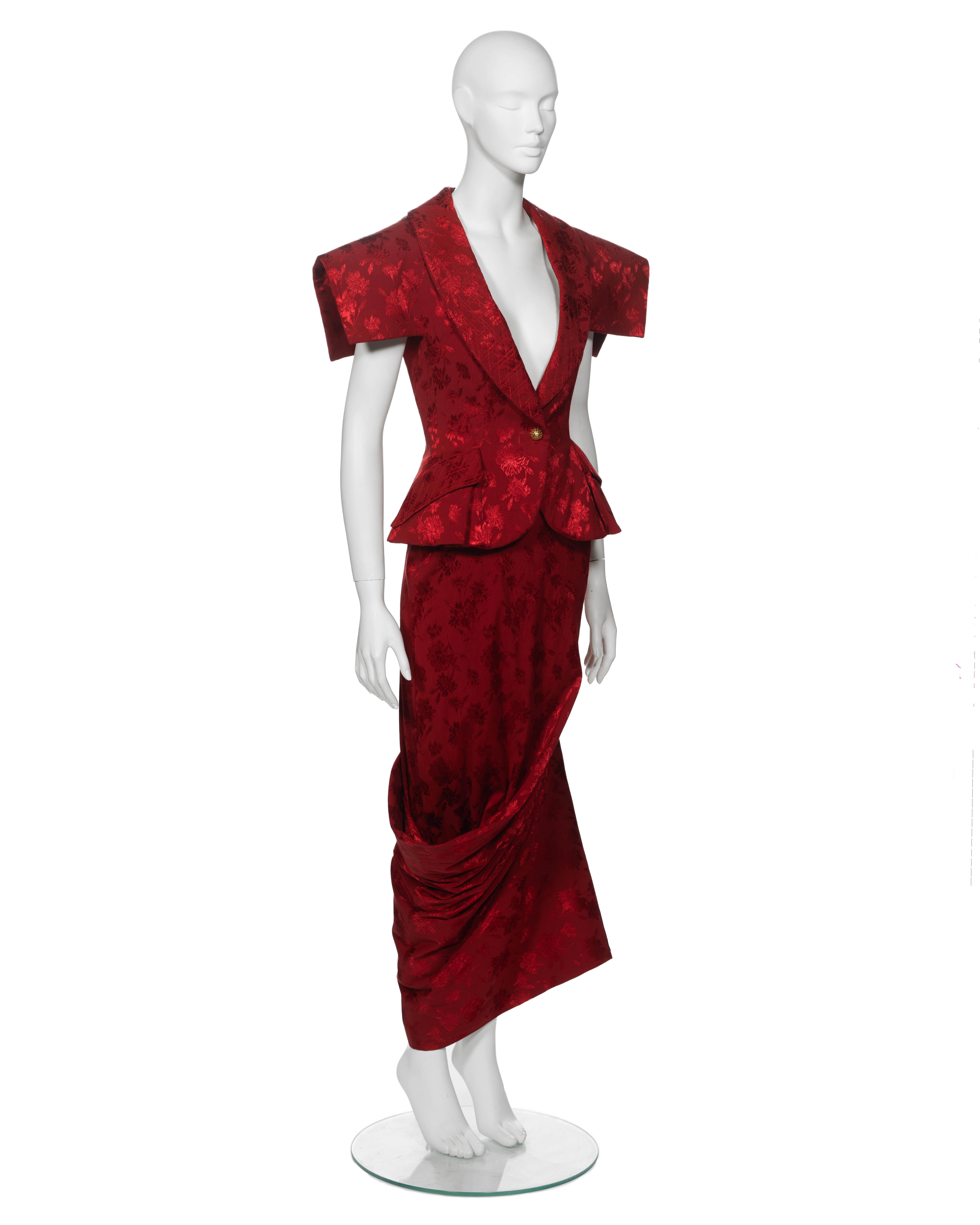 Christian Dior by John Galliano Red Floral Damask Evening Ensemble, fw 1997 13