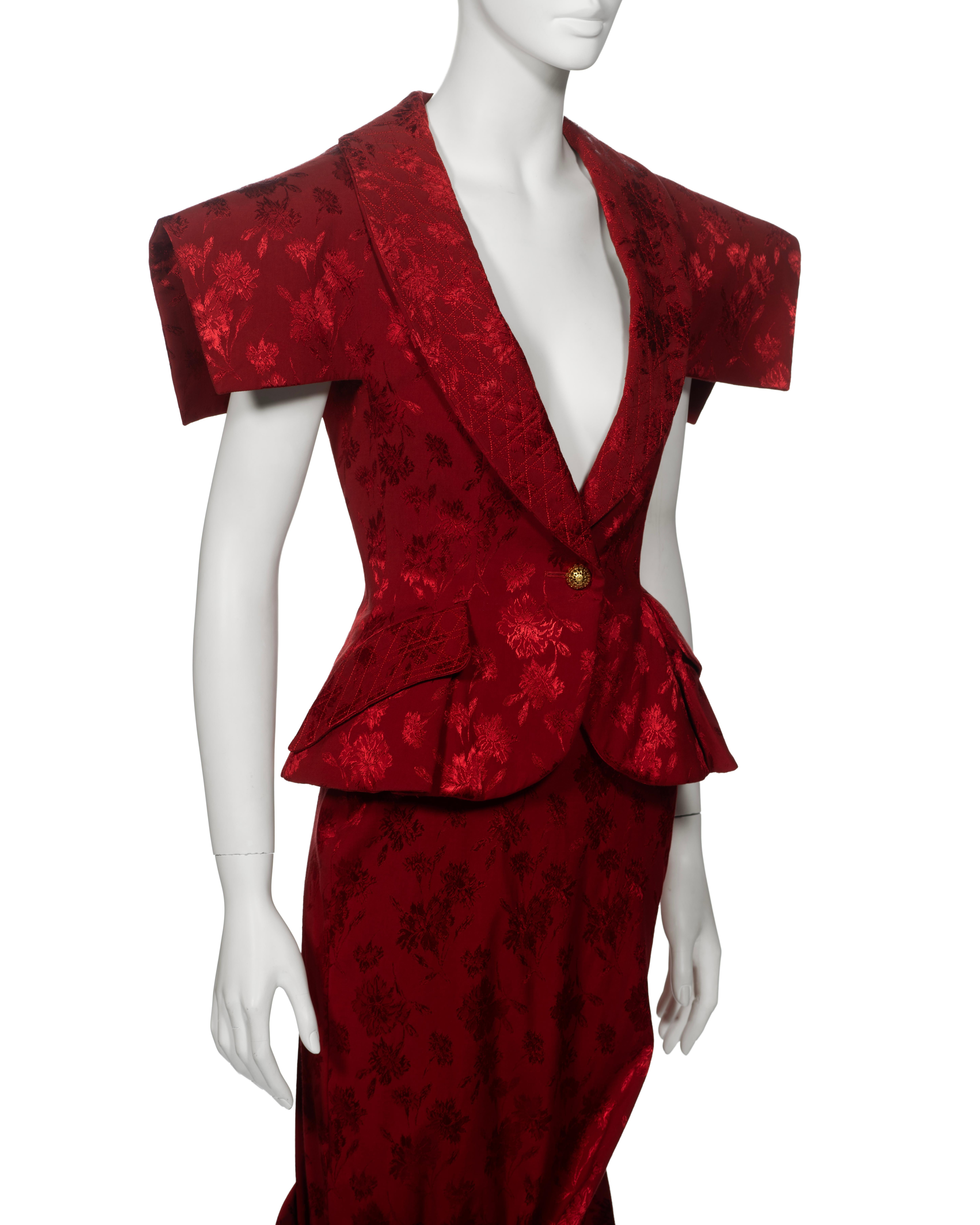 Christian Dior by John Galliano Red Floral Damask Evening Ensemble, fw 1997 14