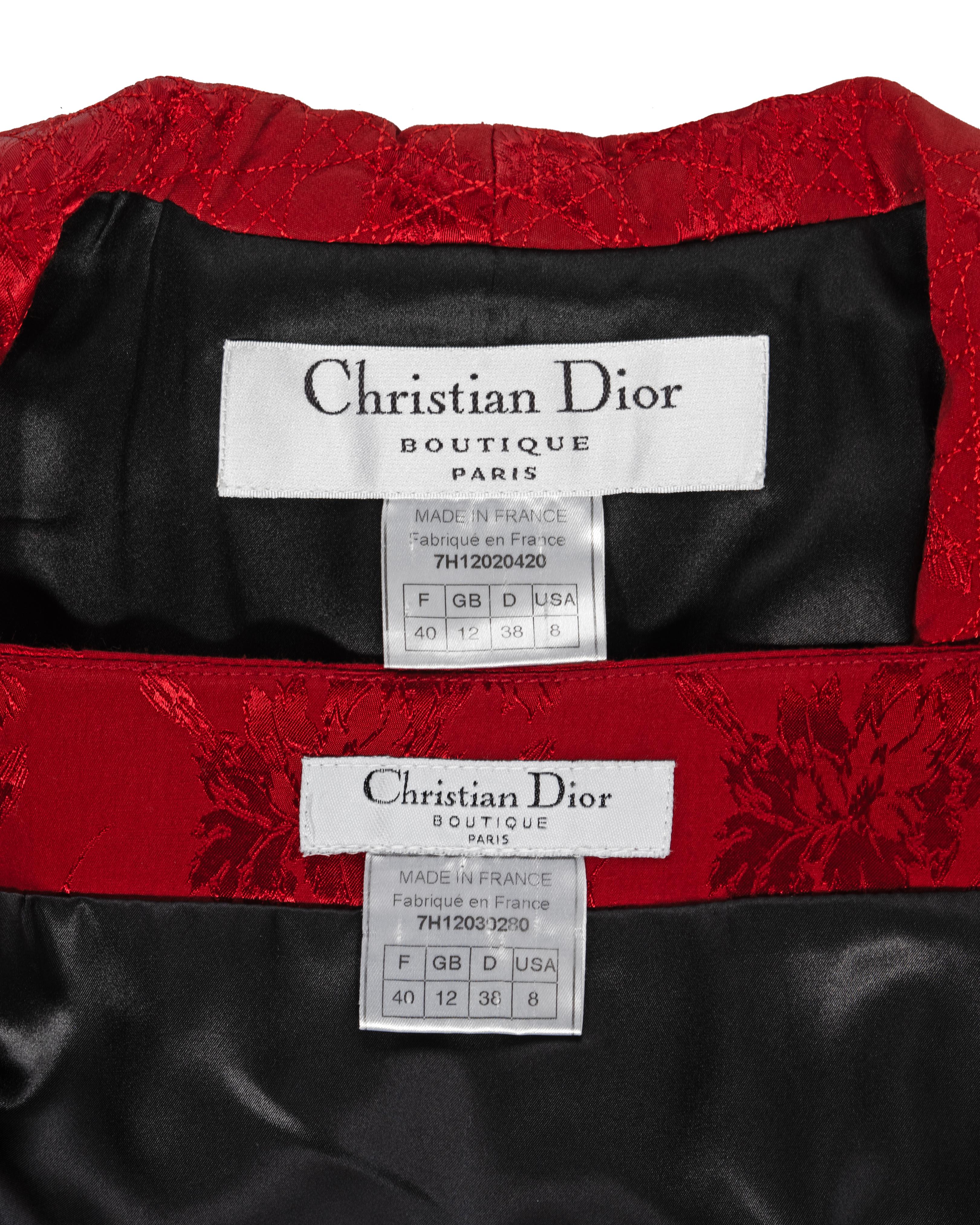 Christian Dior by John Galliano Red Floral Damask Evening Ensemble, fw 1997 16