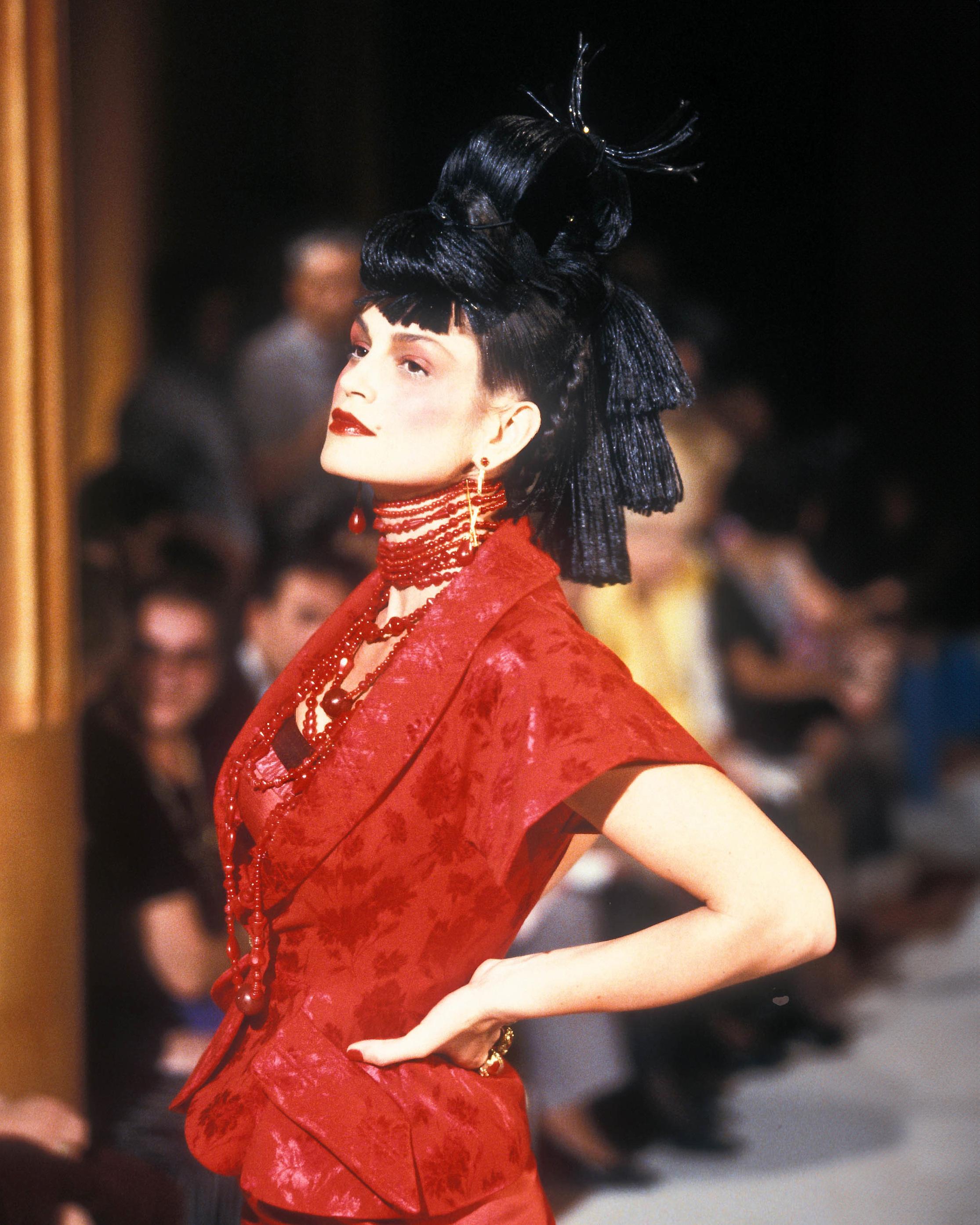 Christian Dior by John Galliano Red Floral Damask Evening Ensemble, fw 1997 3