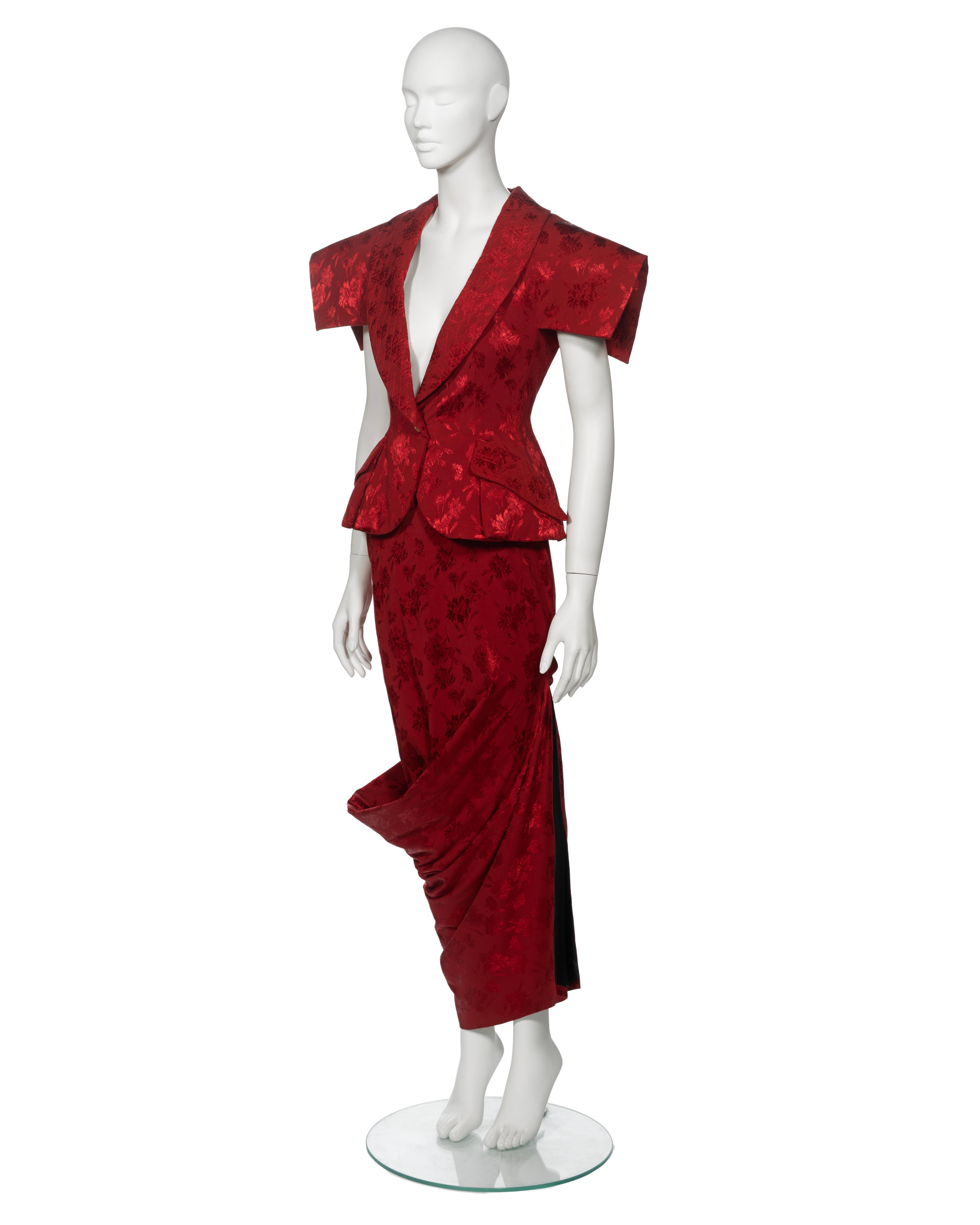 Christian Dior by John Galliano Red Floral Damask Evening Ensemble, fw 1997 5