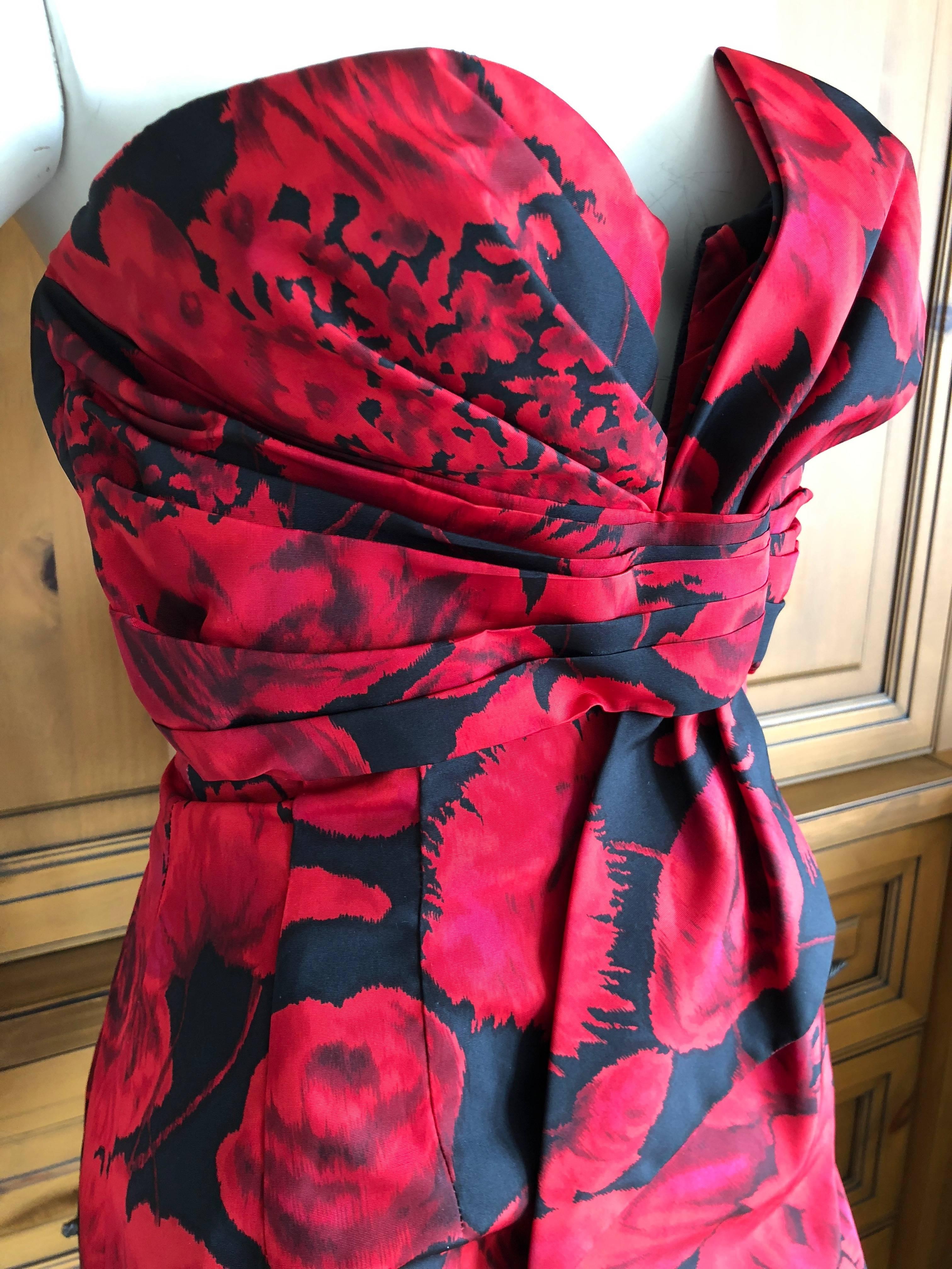 Christian Dior by John Galliano Red Floral Strapless Dress, Pre Fall 2009 1