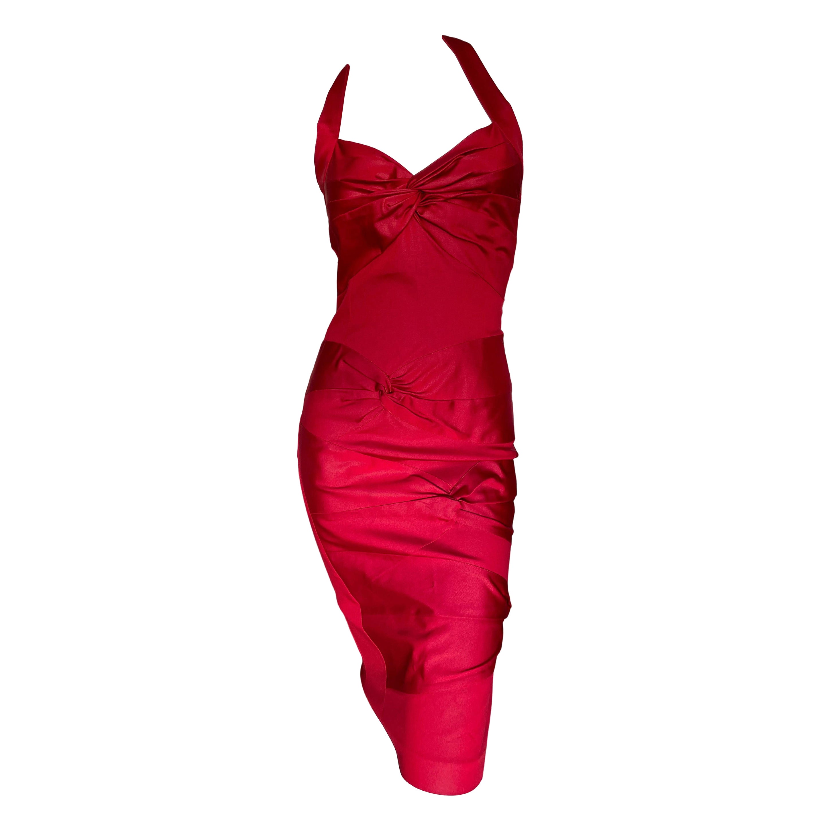 Christian Dior by John Galliano Rotes Knotenkleid