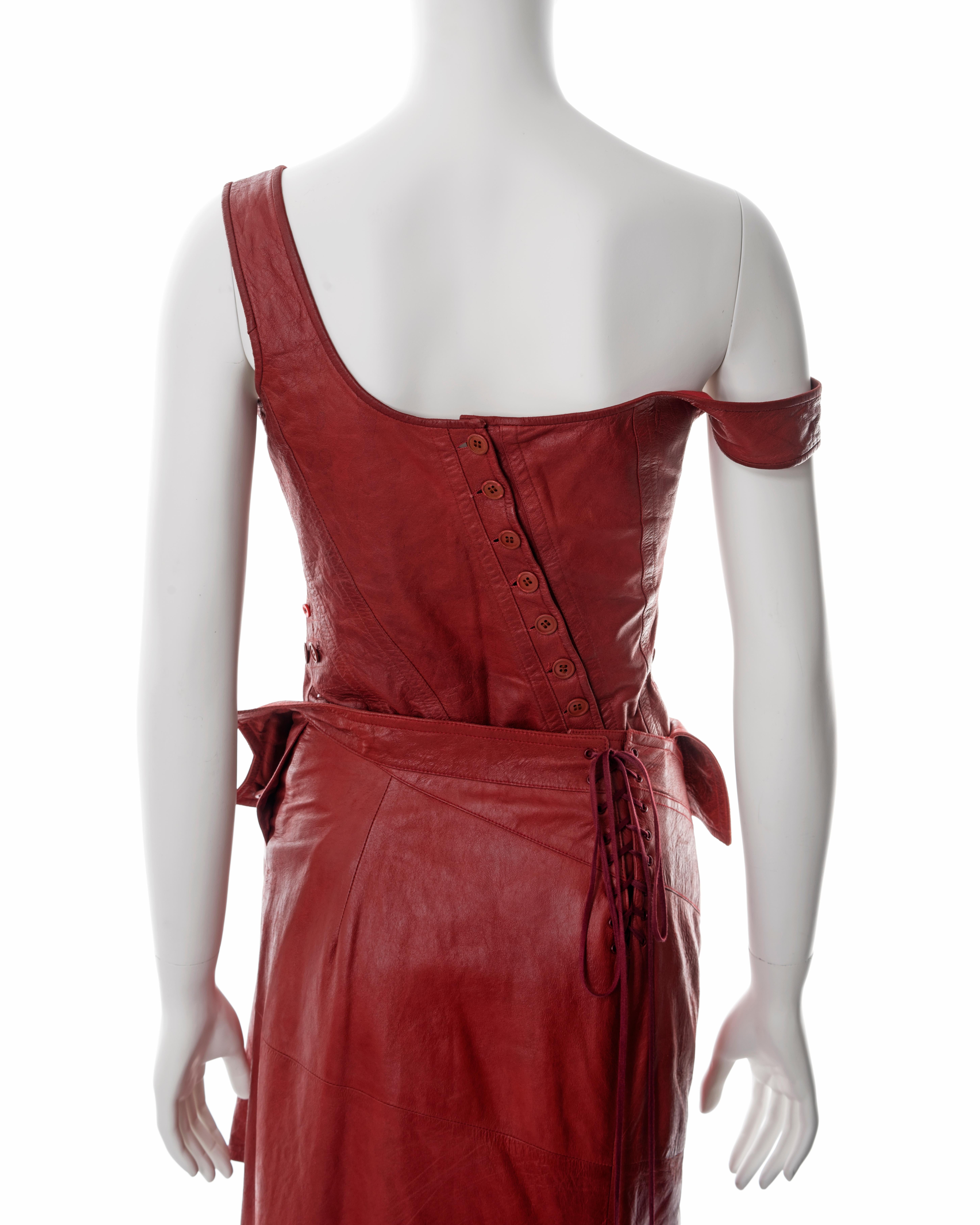 Christian Dior by John Galliano red lambskin leather corset and skirt, ss 2000 7