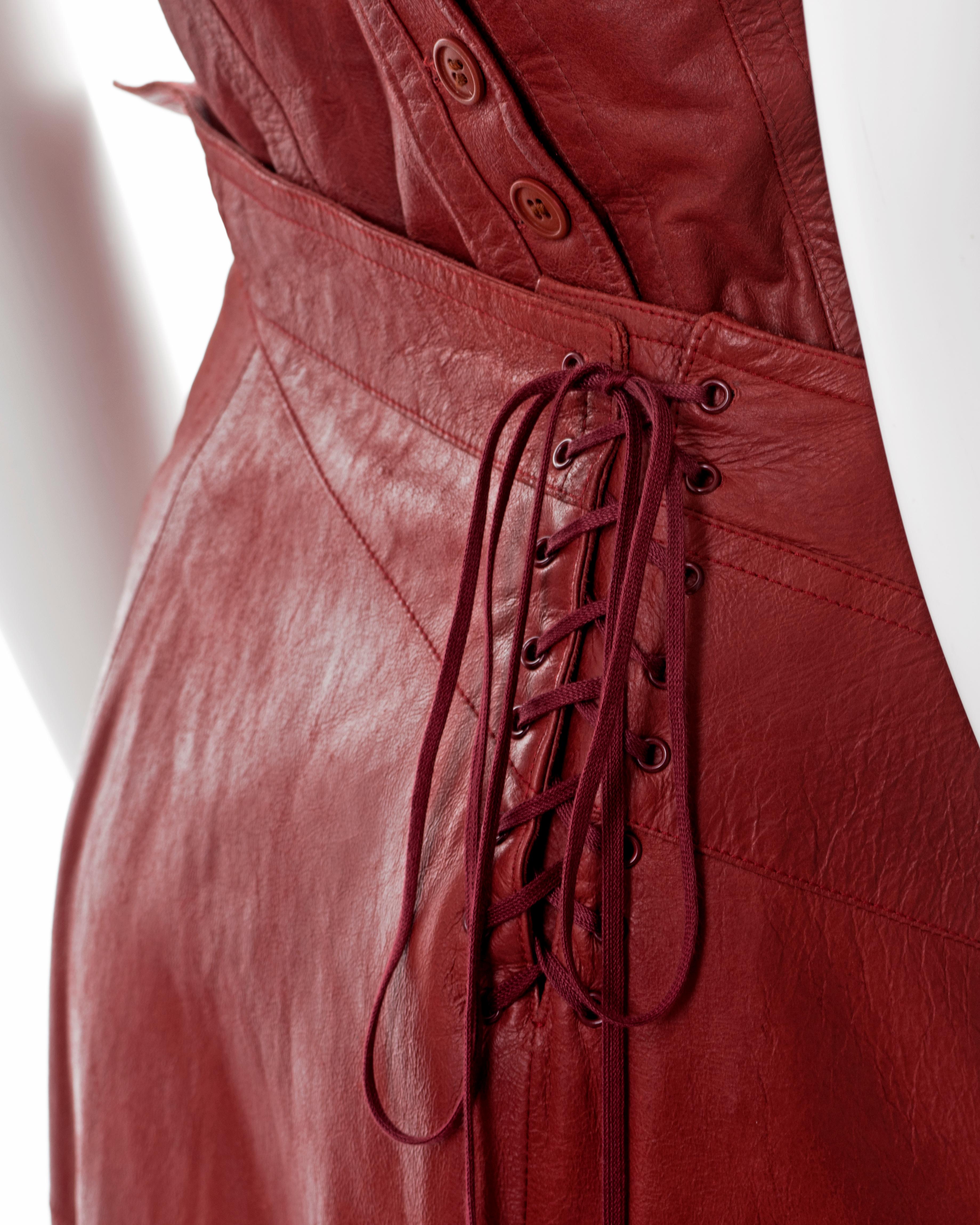 Christian Dior by John Galliano red lambskin leather corset and skirt, ss 2000 8
