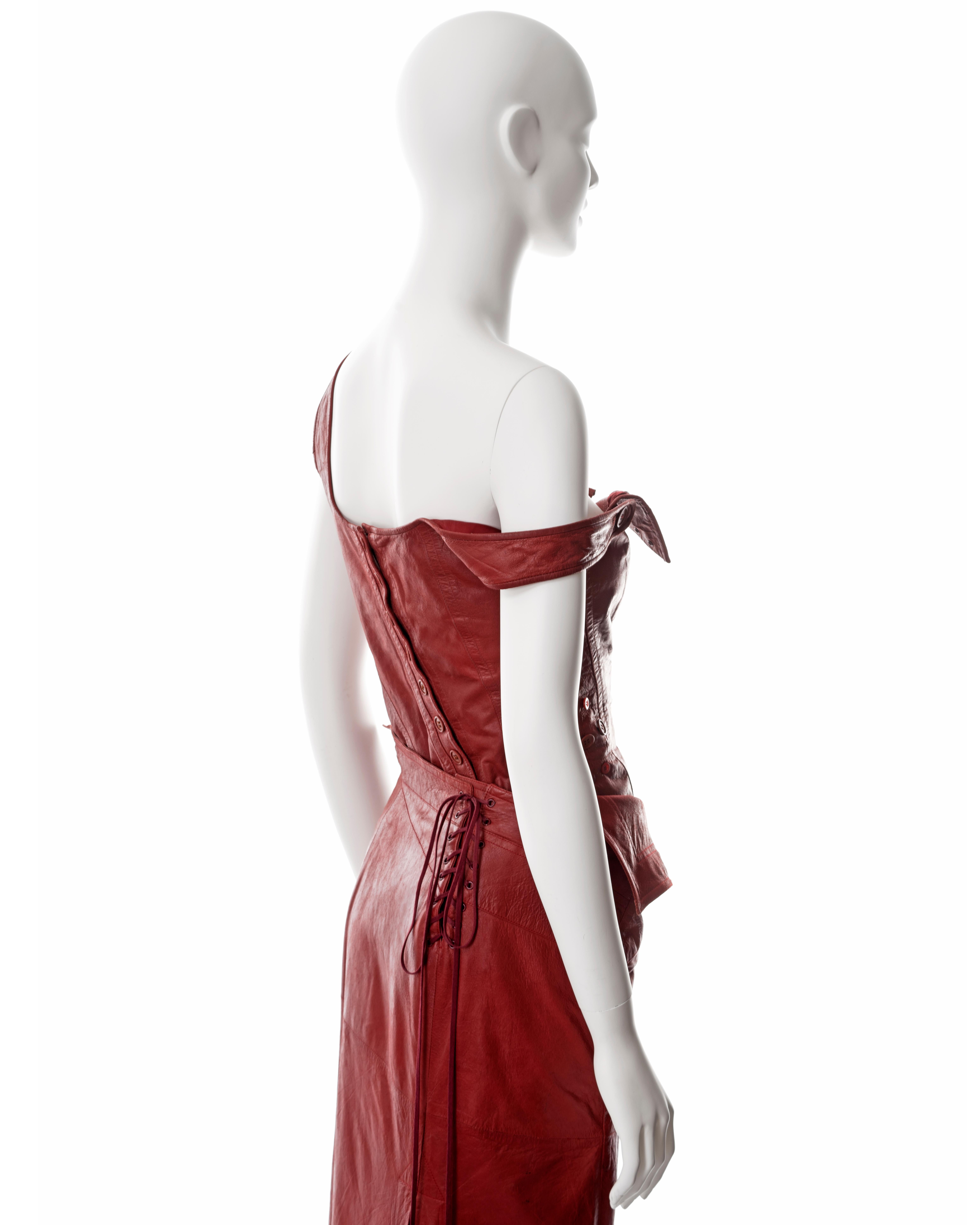 Christian Dior by John Galliano red lambskin leather corset and skirt, ss 2000 9