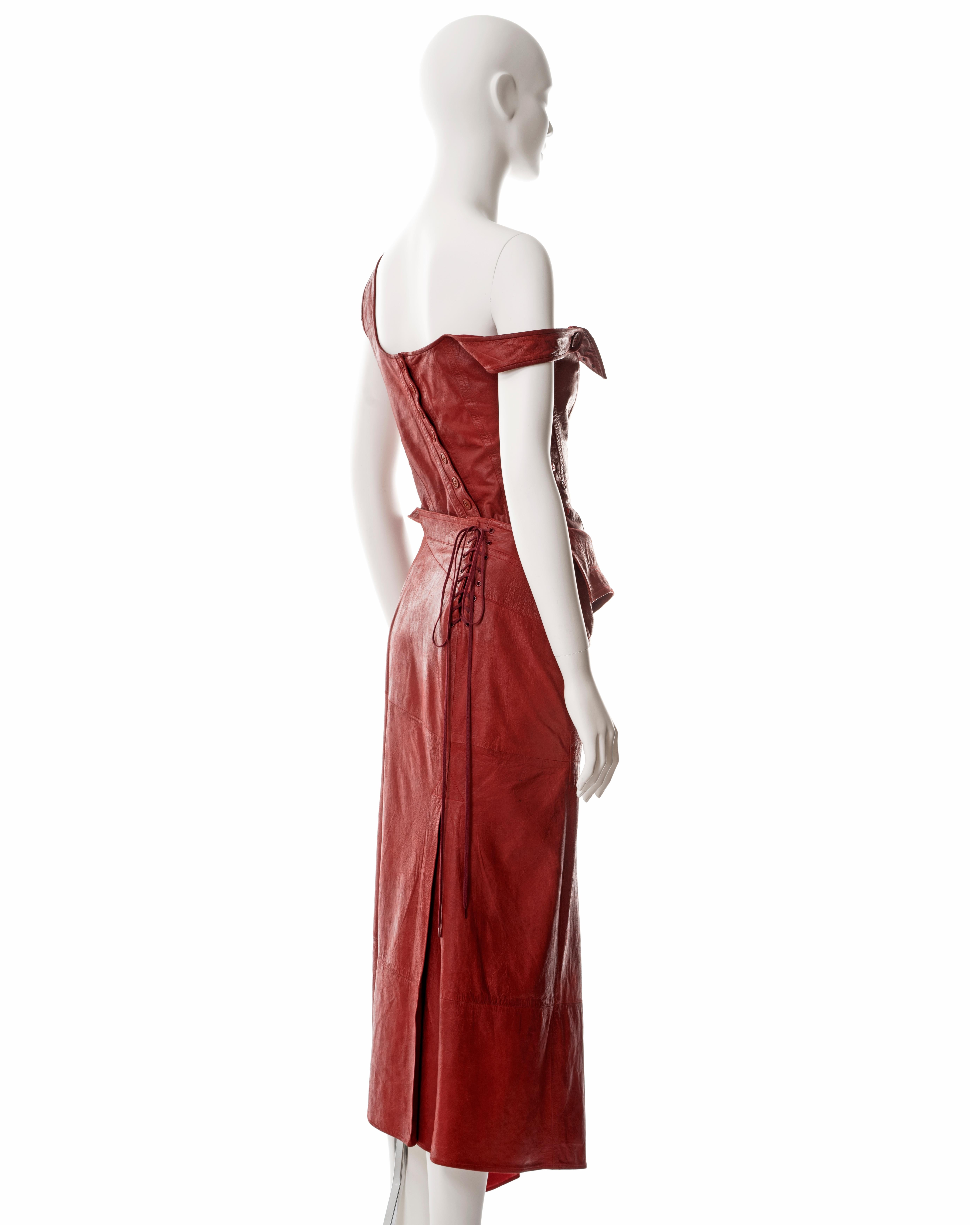 Christian Dior by John Galliano red lambskin leather corset and skirt, ss 2000 10