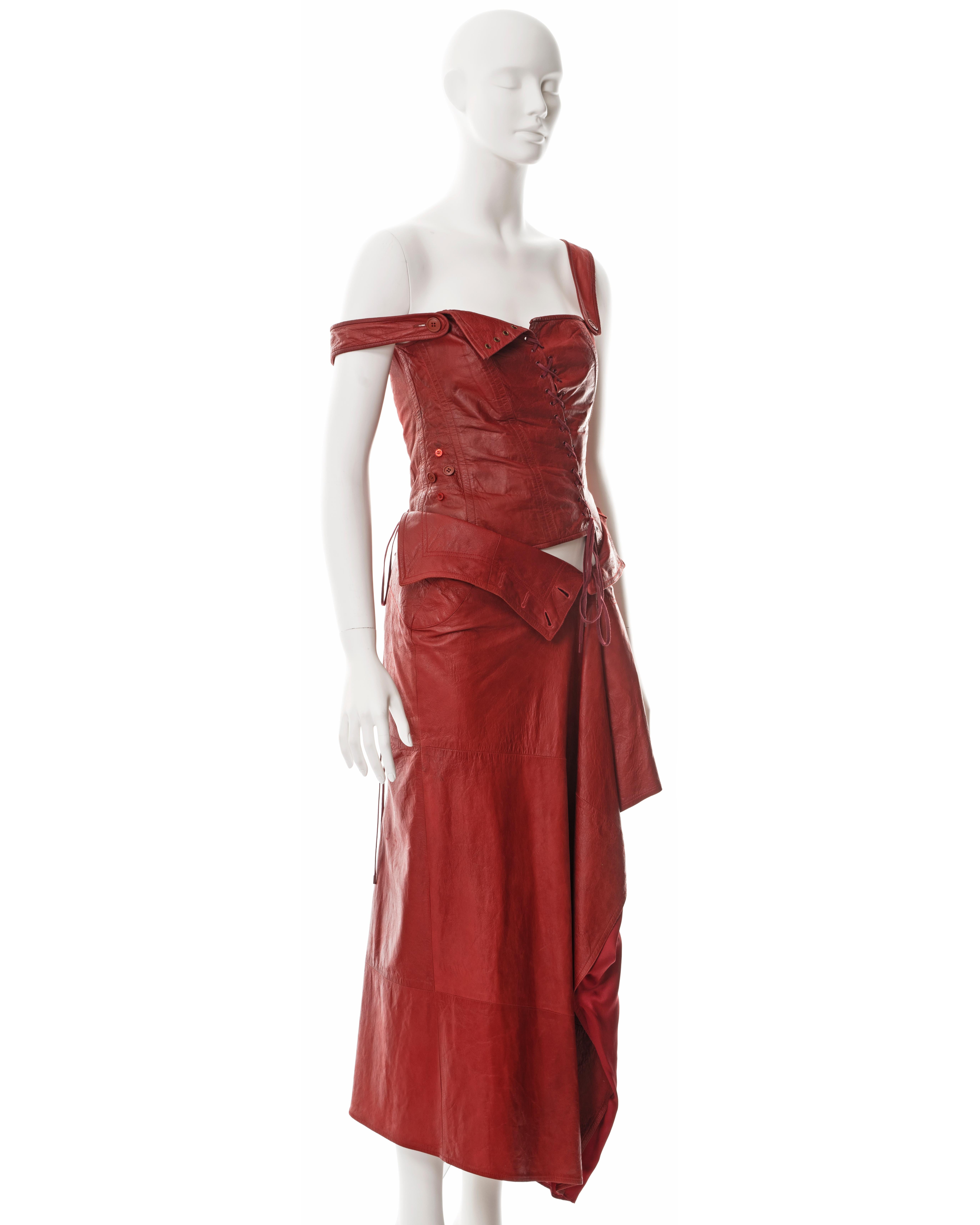 Christian Dior by John Galliano red lambskin leather corset and skirt, ss 2000 11