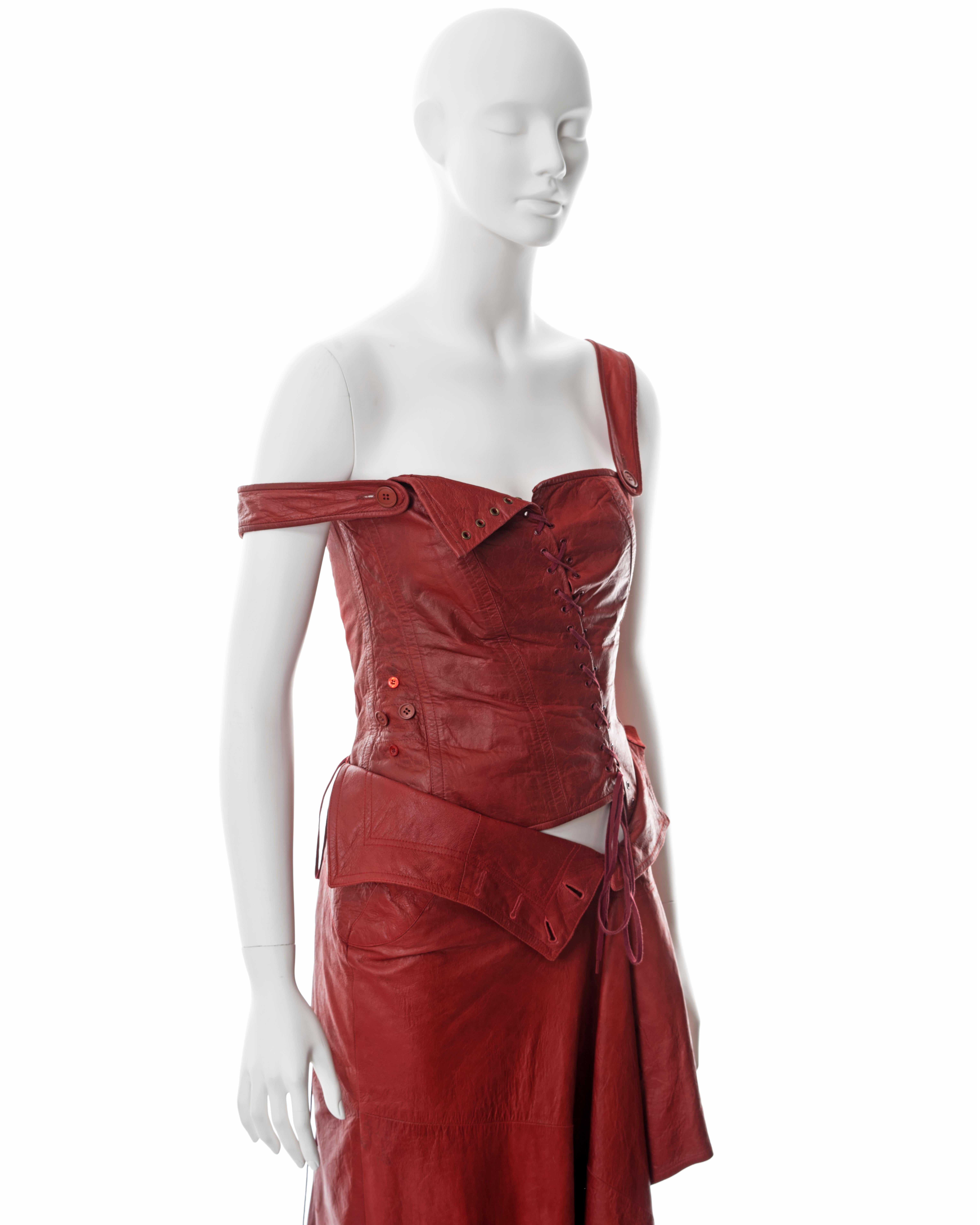 Christian Dior by John Galliano red lambskin leather corset and skirt, ss 2000 12