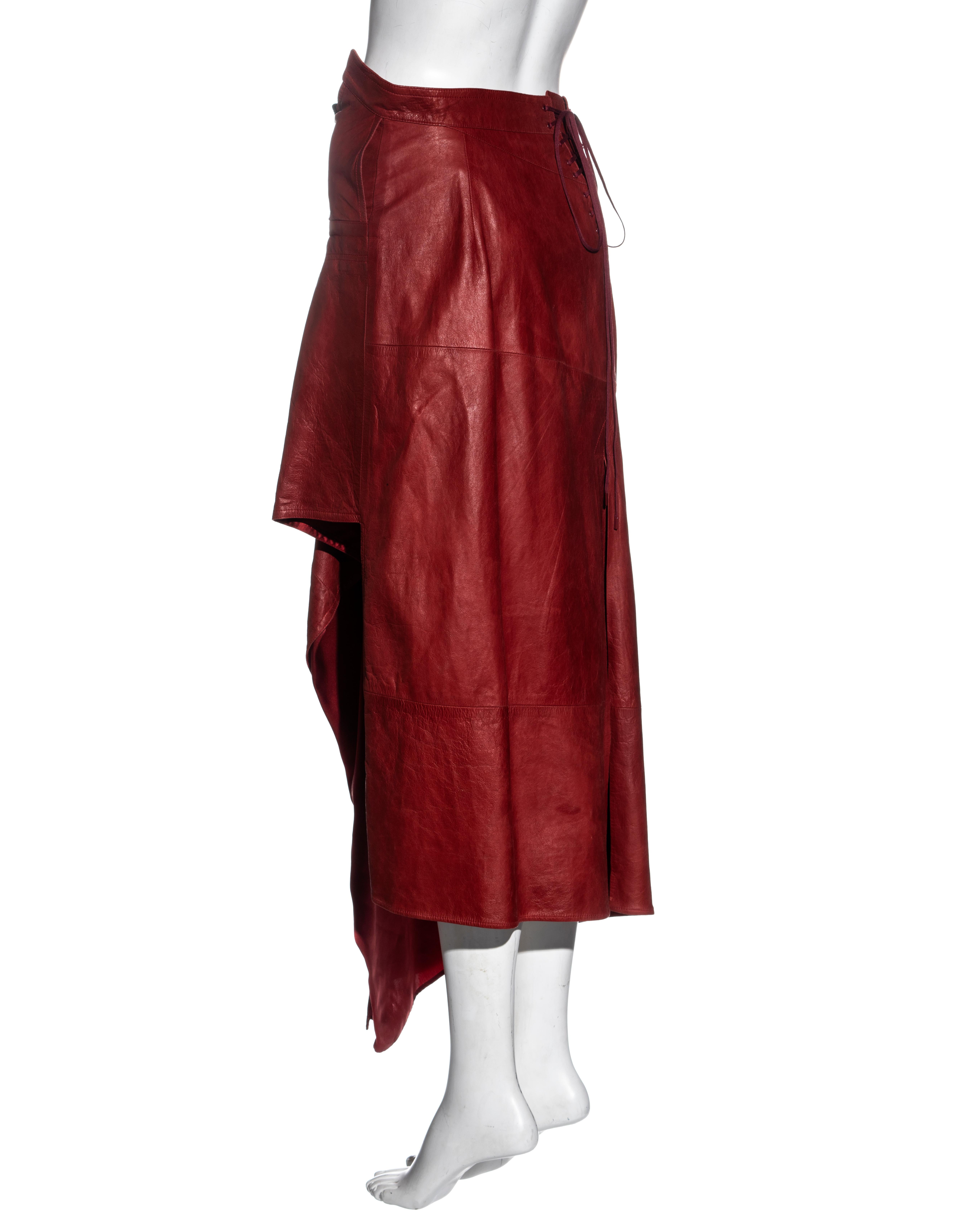 Christian Dior by John Galliano red leather asymmetric cut skirt, ss 2000 3