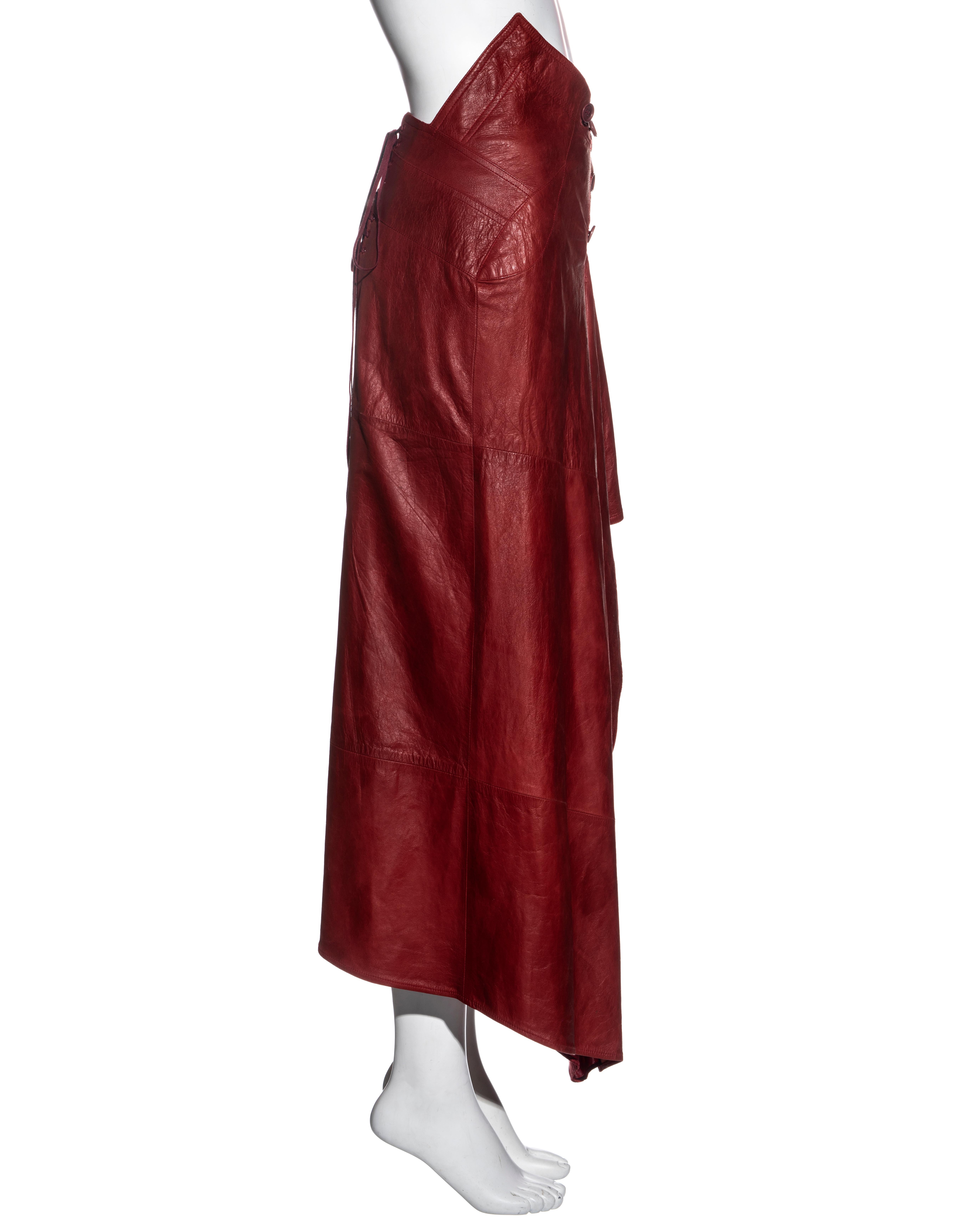 Christian Dior by John Galliano red leather asymmetric cut skirt, ss 2000 4