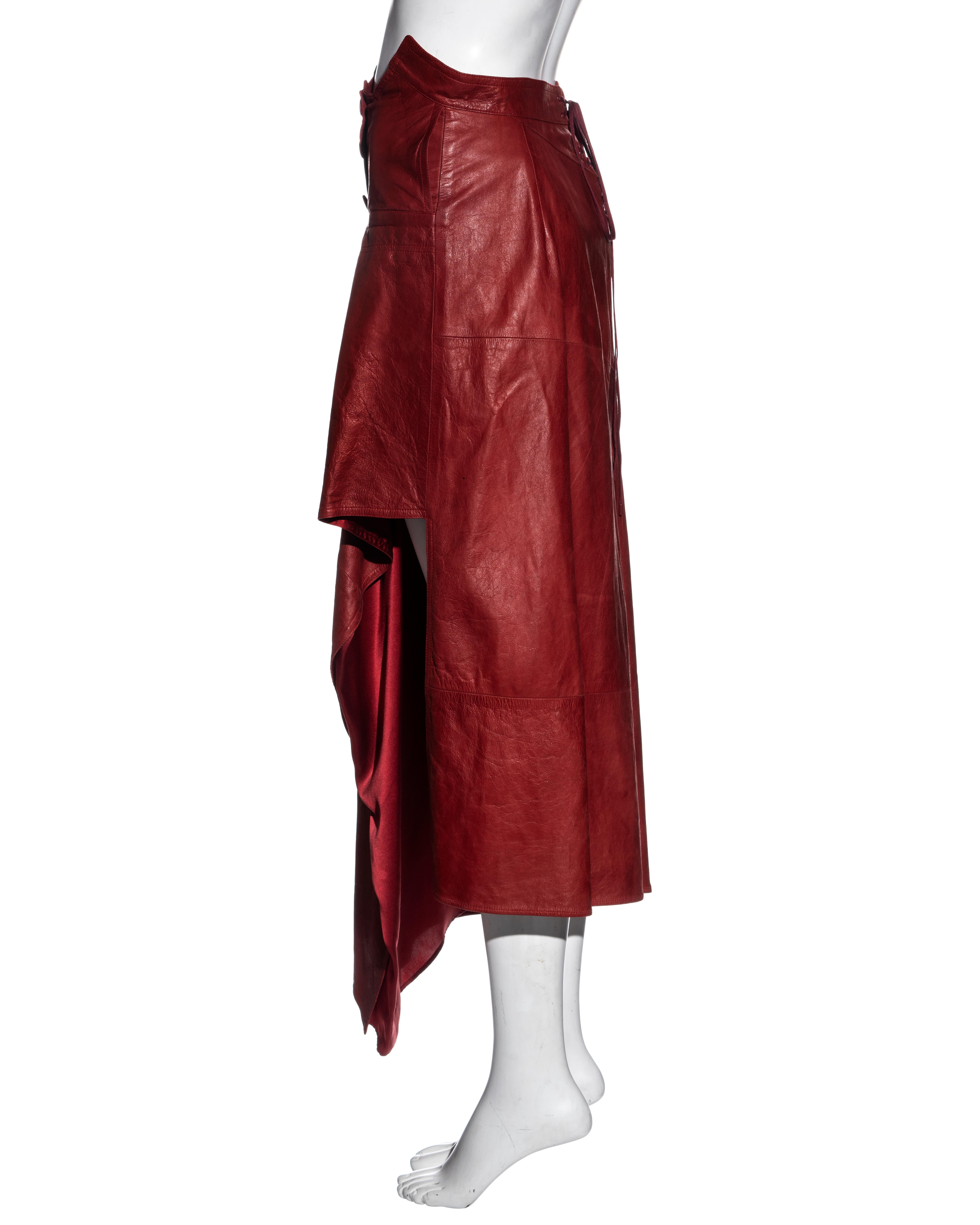 Christian Dior by John Galliano red leather asymmetric cut skirt, ss 2000 In Good Condition In London, GB