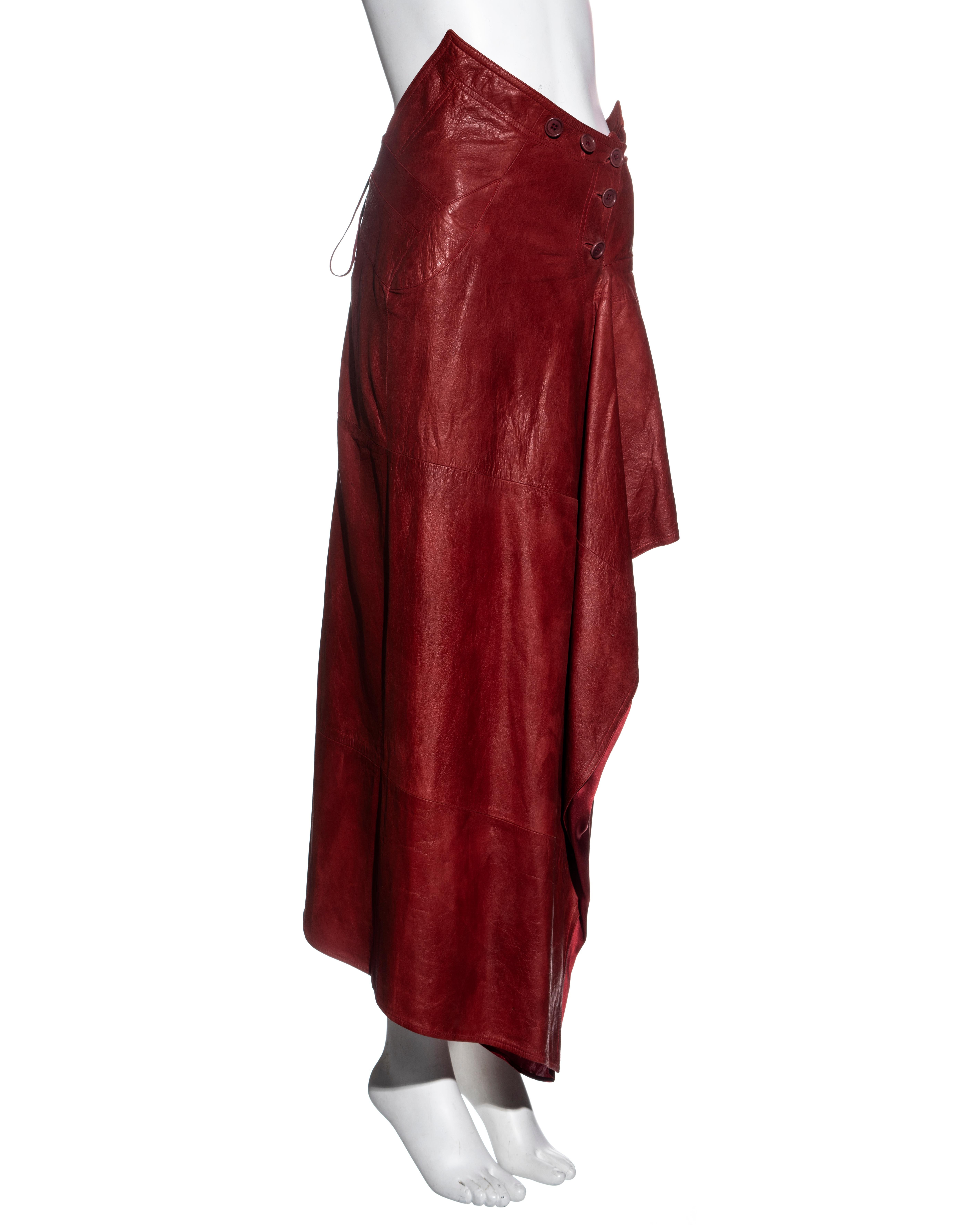 Christian Dior by John Galliano red leather asymmetric cut skirt, ss 2000 1
