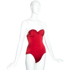 Christian Dior by John Galliano red monogram bodysuit, ss 2004