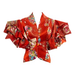 Christian Dior by John Galliano red silk jacket with cube-cut sleeves, fw 2003