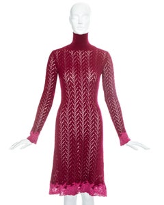 Christian Dior by John Galliano red sweater dress with pink lace, fw 1998