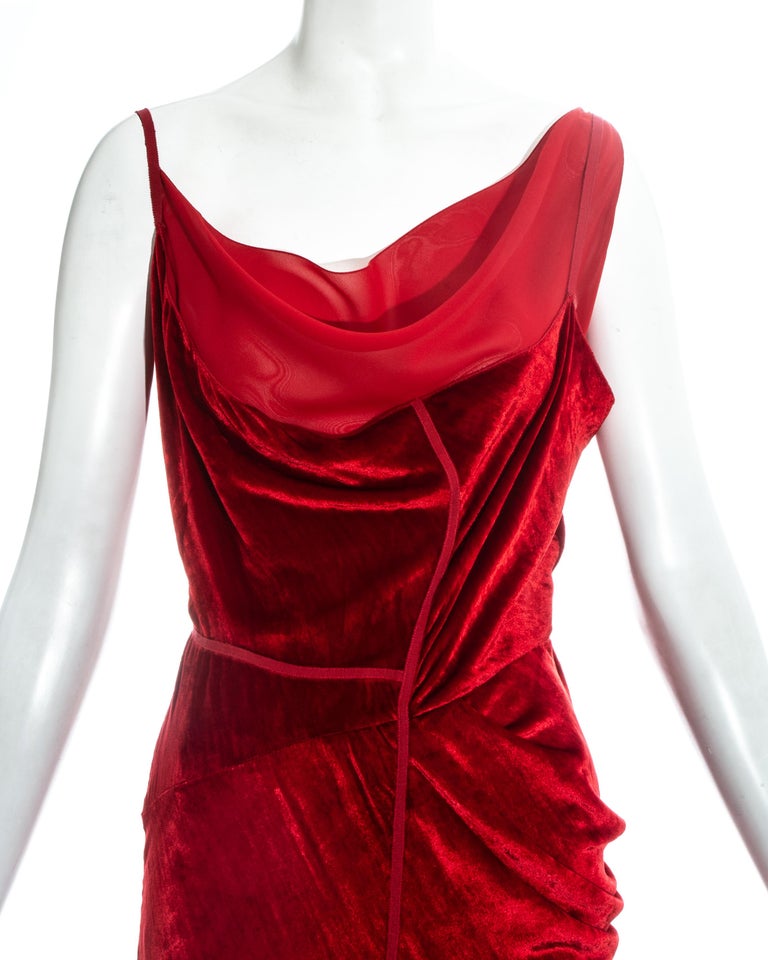 navy blue dress for baby girl Christian Dior by John Galliano red velvet bias cut evening dress, fw 2006  at 1stDibs