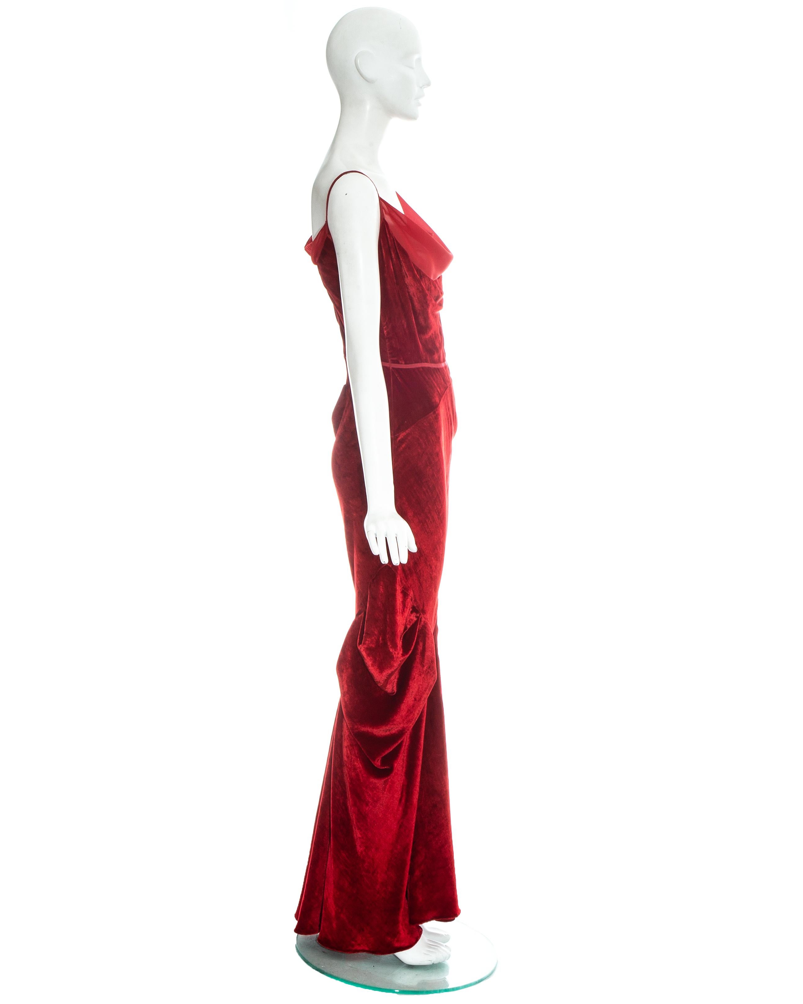 Red Christian Dior by John Galliano red velvet bias cut evening dress, fw 2006