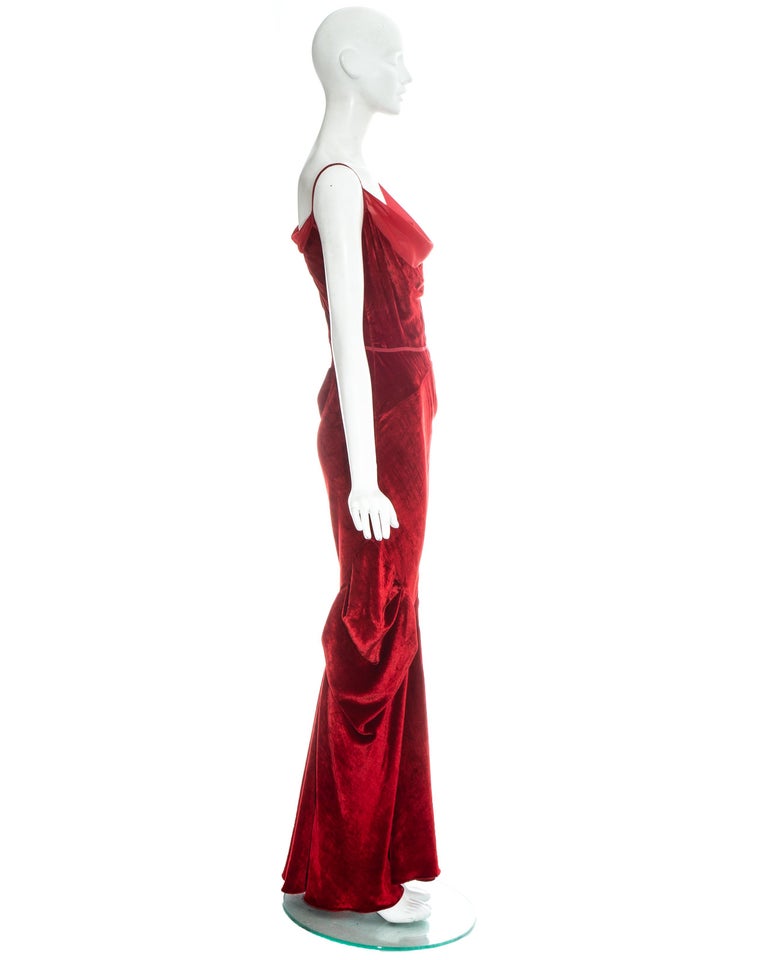 Christian Dior by John Galliano red velvet bias cut evening dress, fw ...