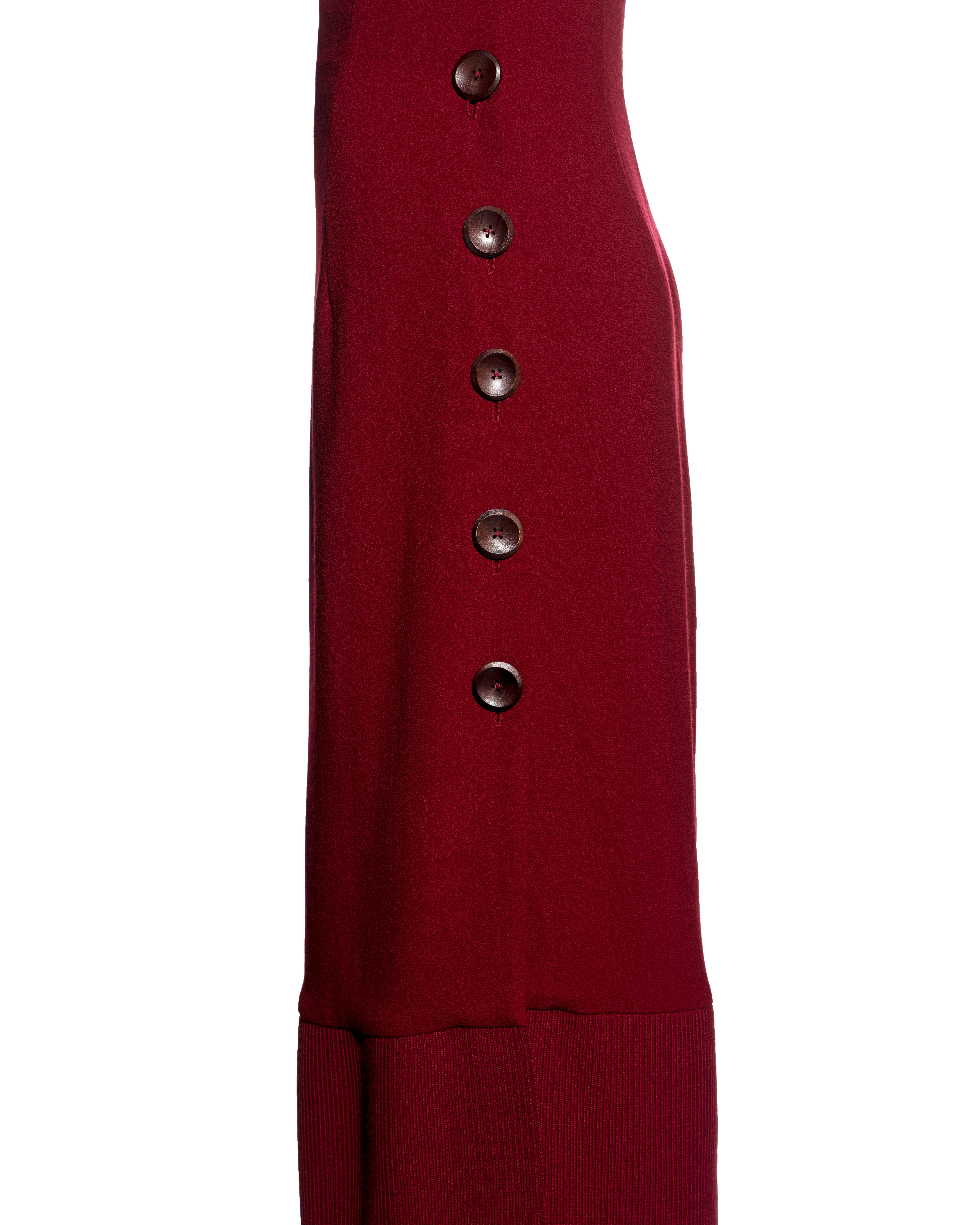Red Christian Dior by John Galliano red wool crepe dress with mink fur trim, fw 1999 For Sale