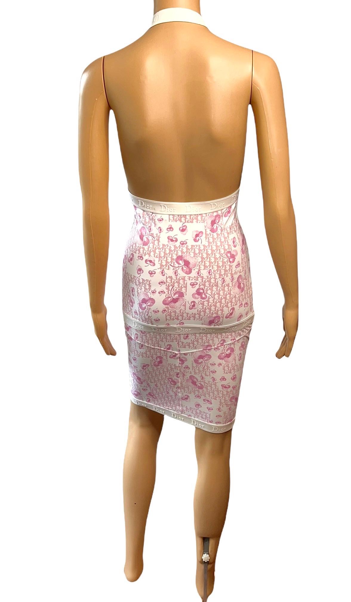 Christian Dior By John Galliano Resort 2005 Cherry Blossom Monogram Logo Dress In Good Condition In Naples, FL