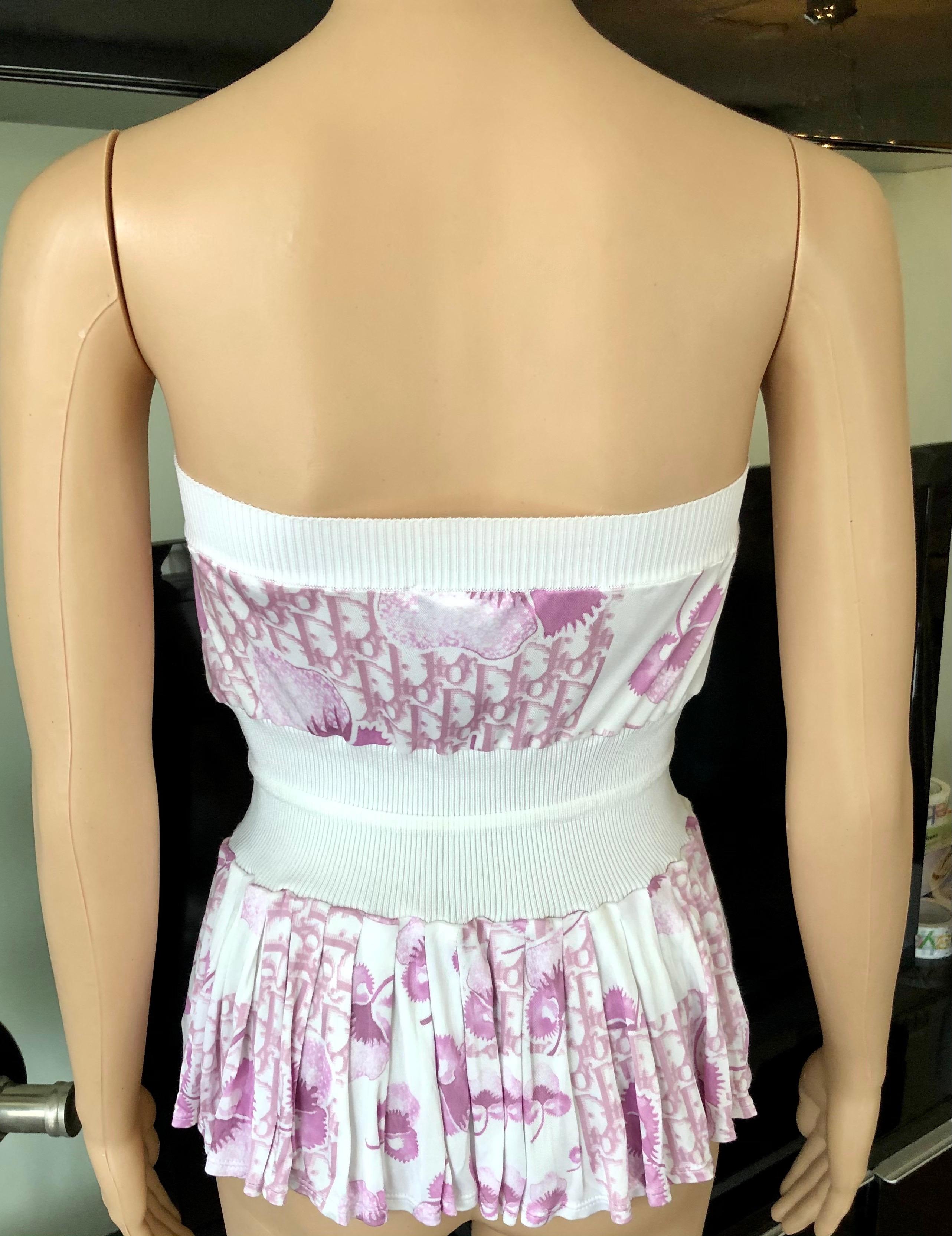 Beige Christian Galliano for Christian Dior Resort 2005 Top Logo Monogramma Fiore di Ciliegio in vendita