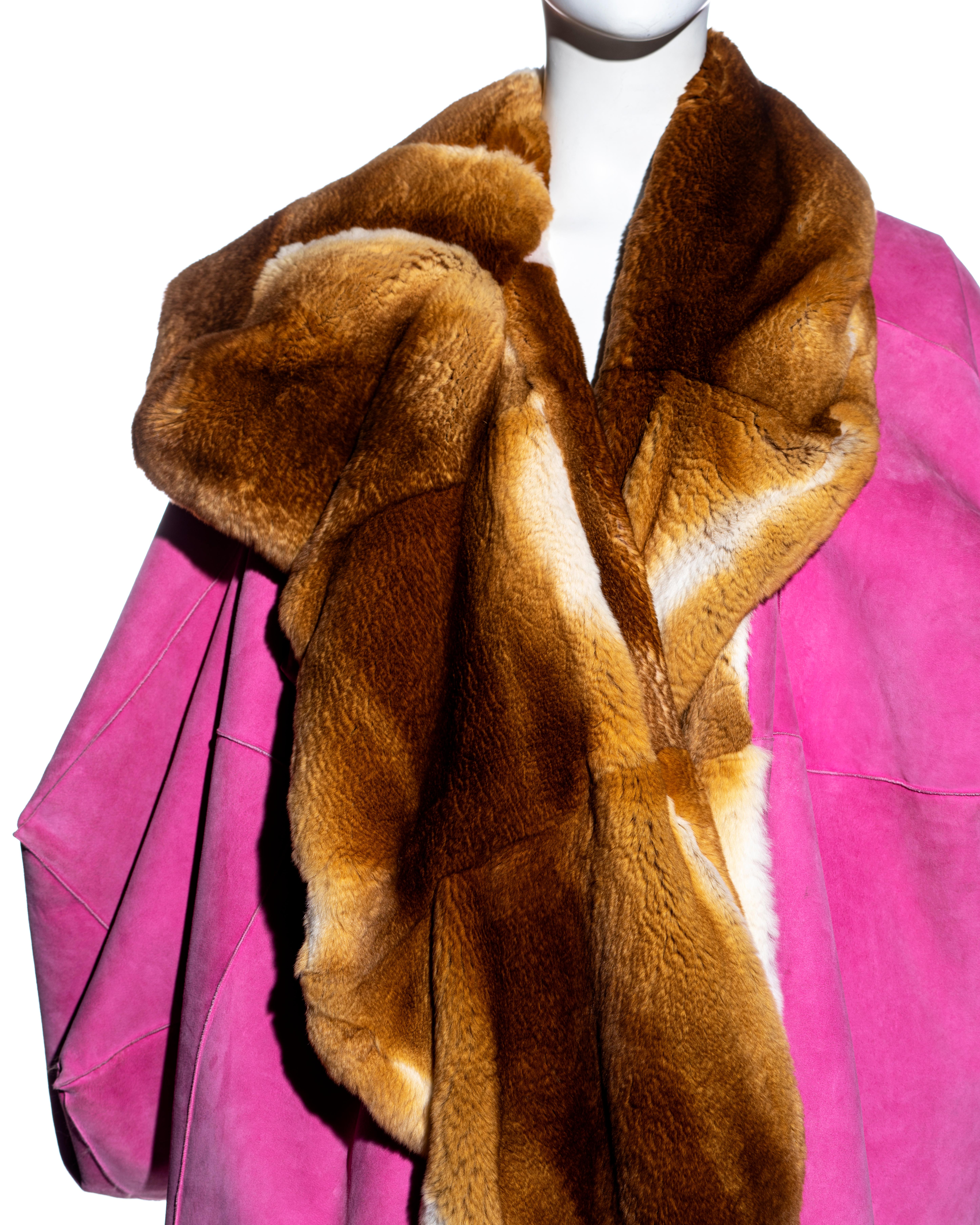 Pink Christian Dior by John Galliano reversible oversized fur jacket, fw 2003