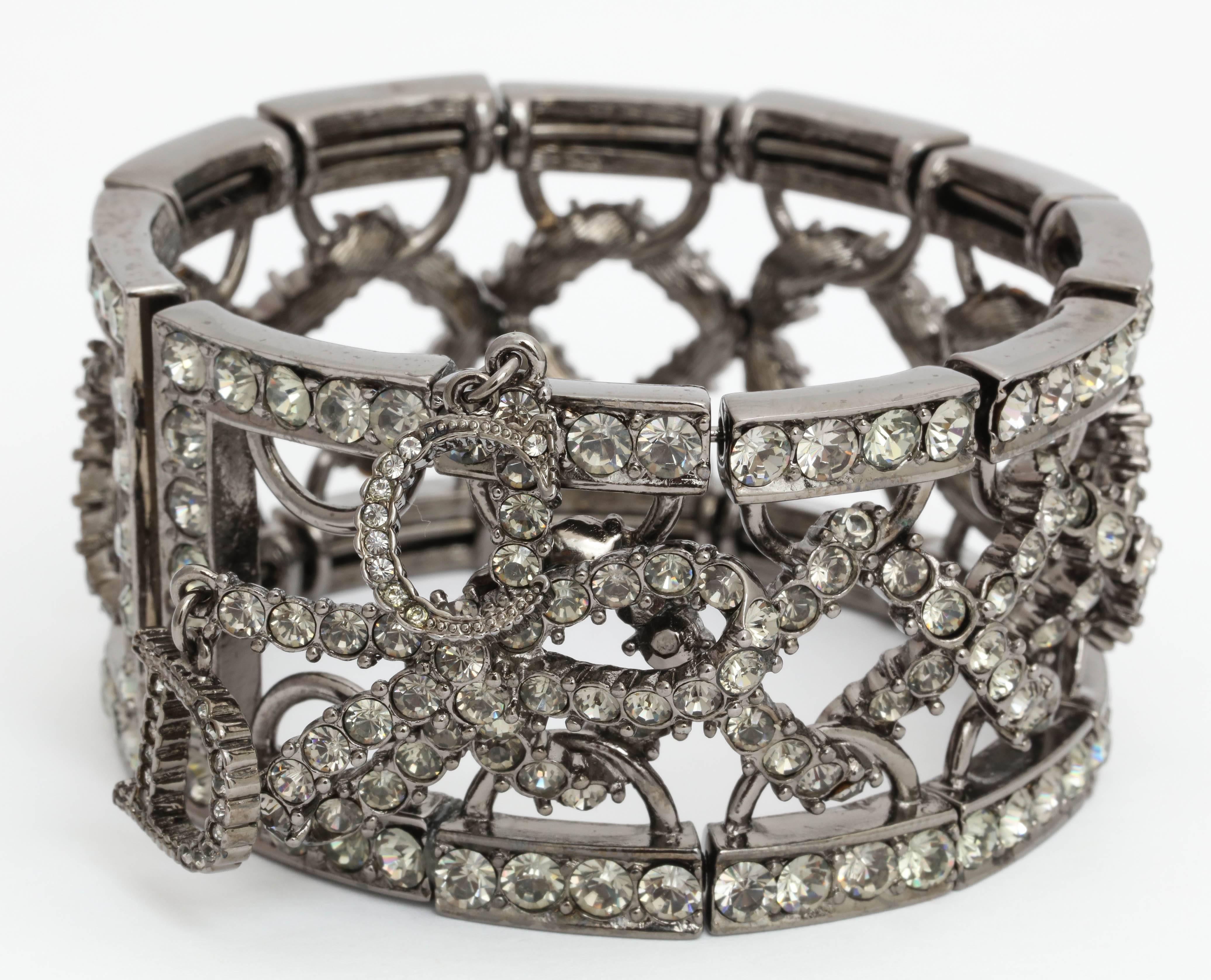 Christian Dior by John Galliano Rhinestone Bangle with Bow For Sale 2