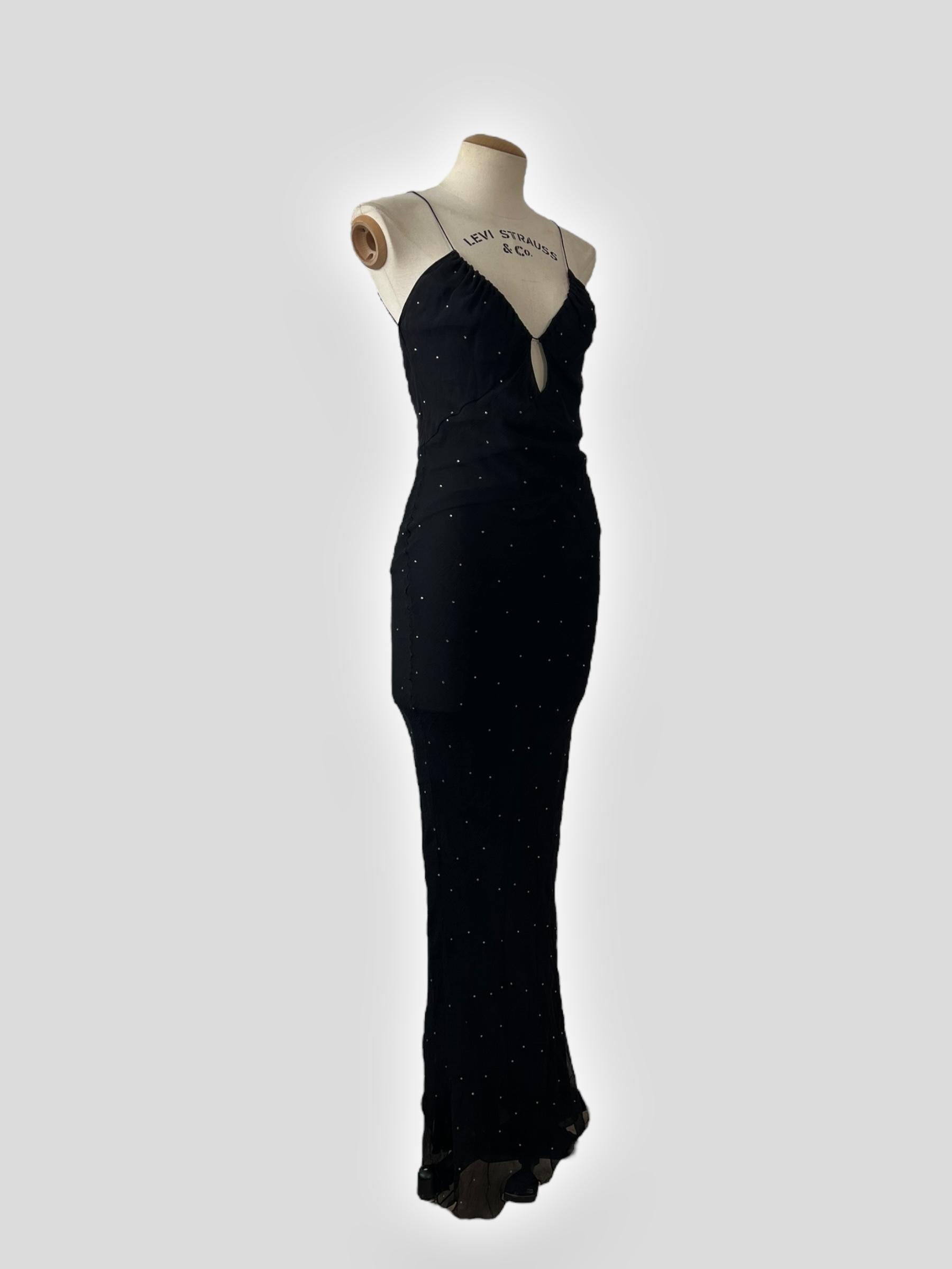 Black Christian Dior by John Galliano Rhinestone Silk Gown, Circa 2002