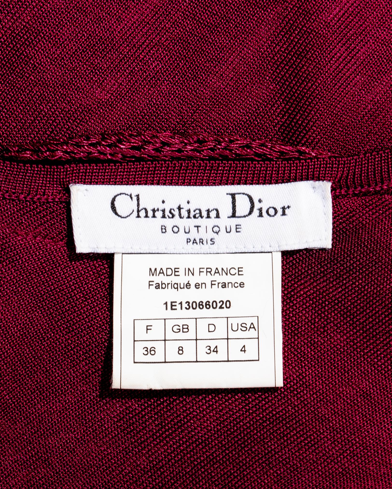 Christian Dior by John Galliano ruby bias-cut knit dress with cowl neck, ss 2001 6