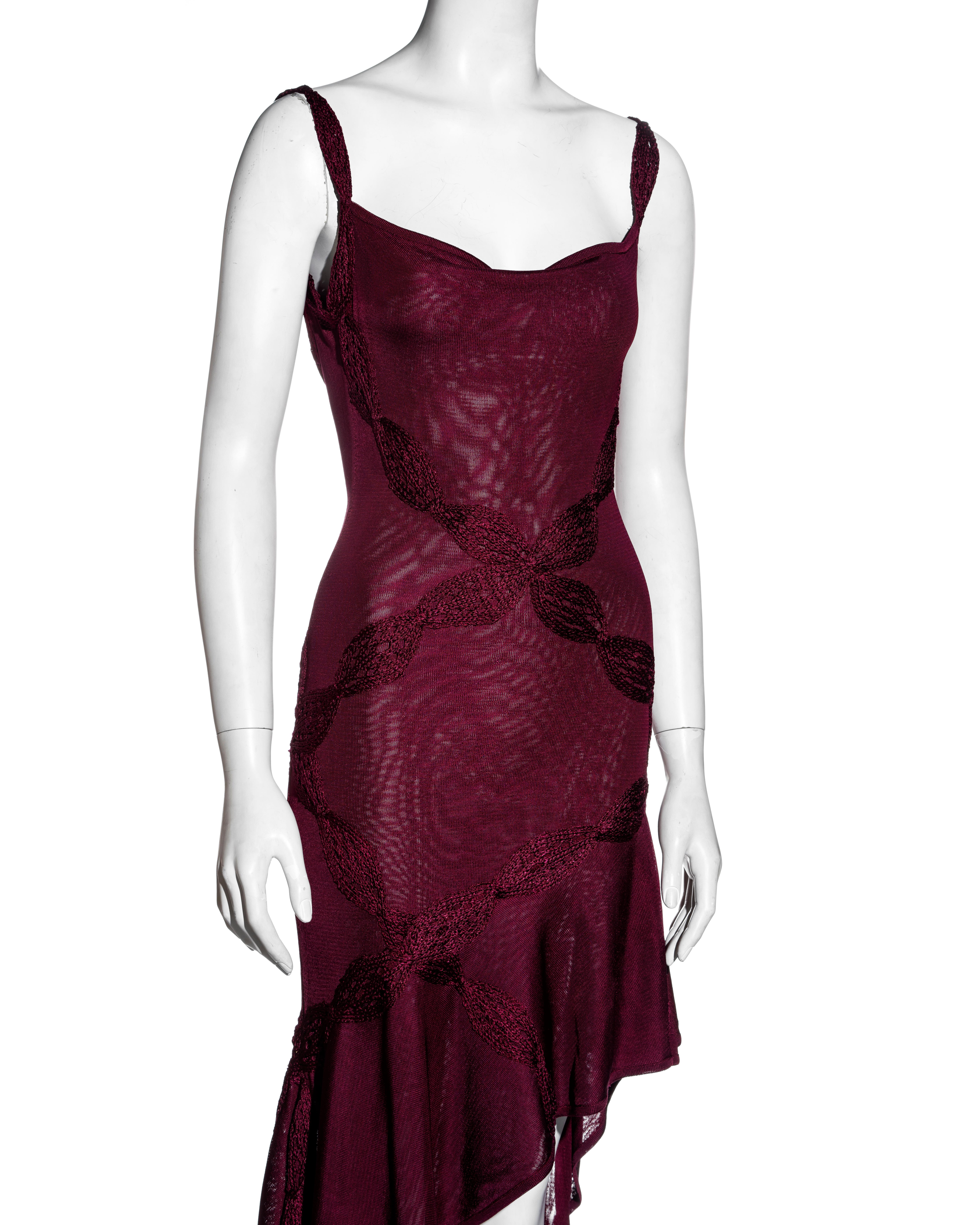 Women's Christian Dior by John Galliano ruby bias-cut knit dress with cowl neck, ss 2001