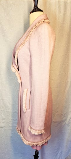 Christian Dior by John Galliano Runway 1997 Pink Boucle Fringed blazer dress