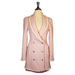 Christian Dior by John Galliano Runway 1997 Pink Boucle Fringed blazer dress