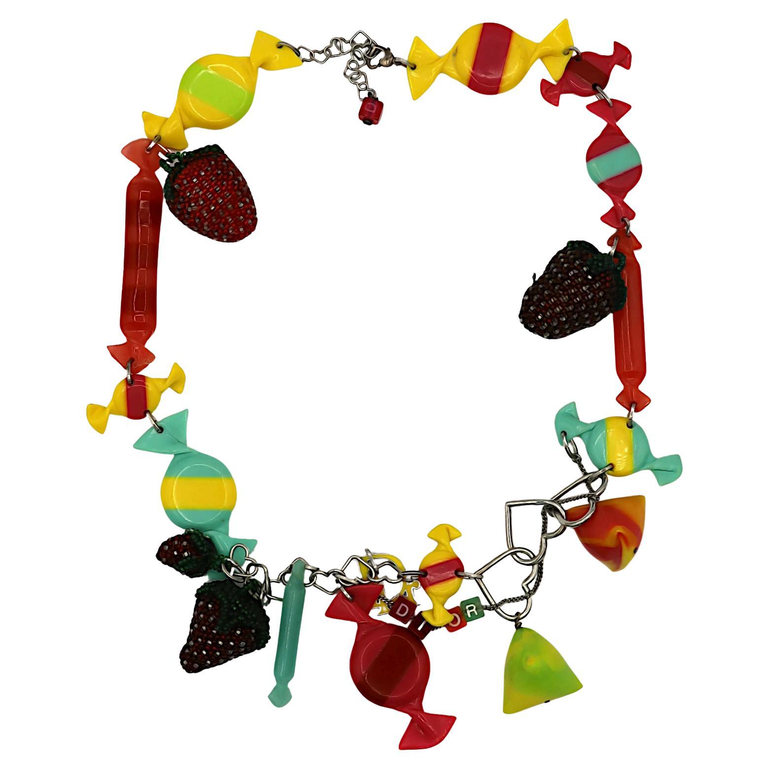 CHRISTIAN DIOR by JOHN GALLIANO Runway Candy Strawberries Necklace, Spring 2005 in vendita