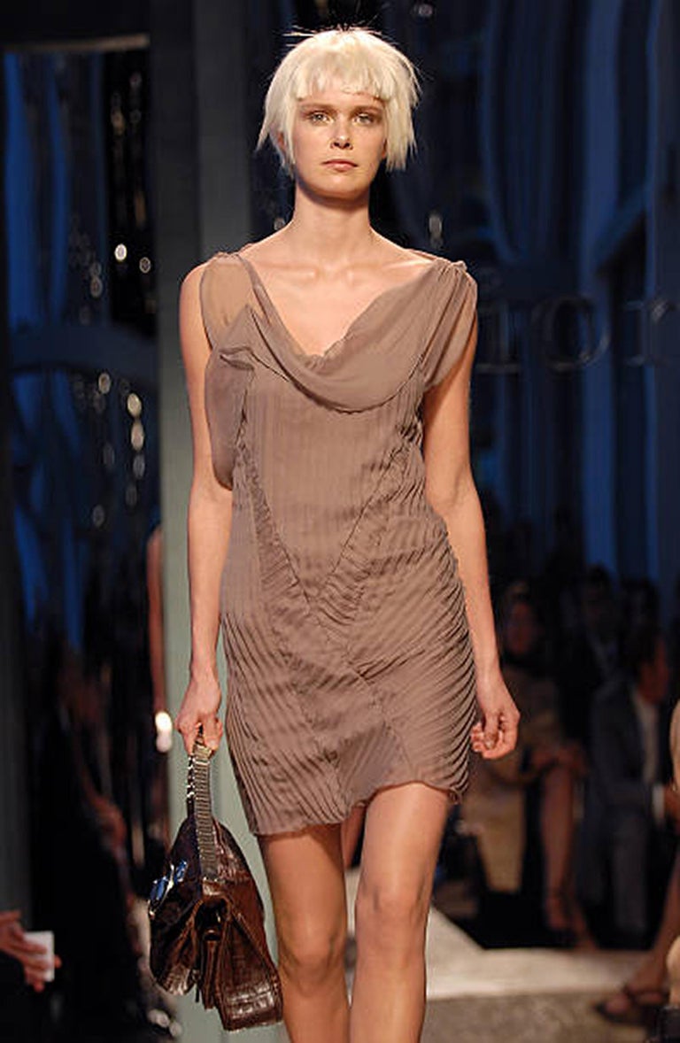 Christian Dior by John Galliano Runway Cruise Collection 2007 Silk Pleated  Dress For Sale at 1stDibs