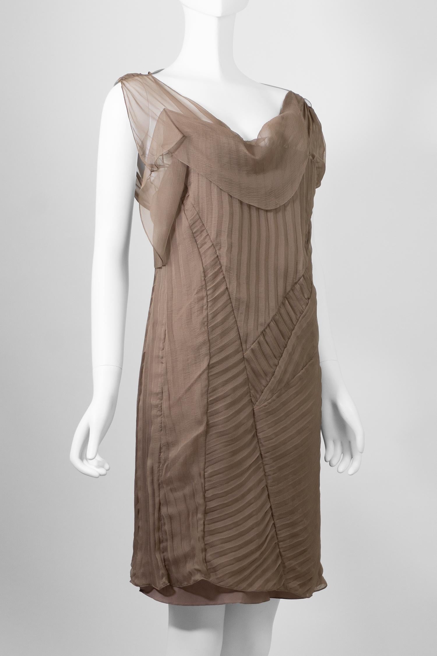 Christian Dior by John Galliano Runway Cruise Collection 2007 Silk Pleated Dress For Sale 2