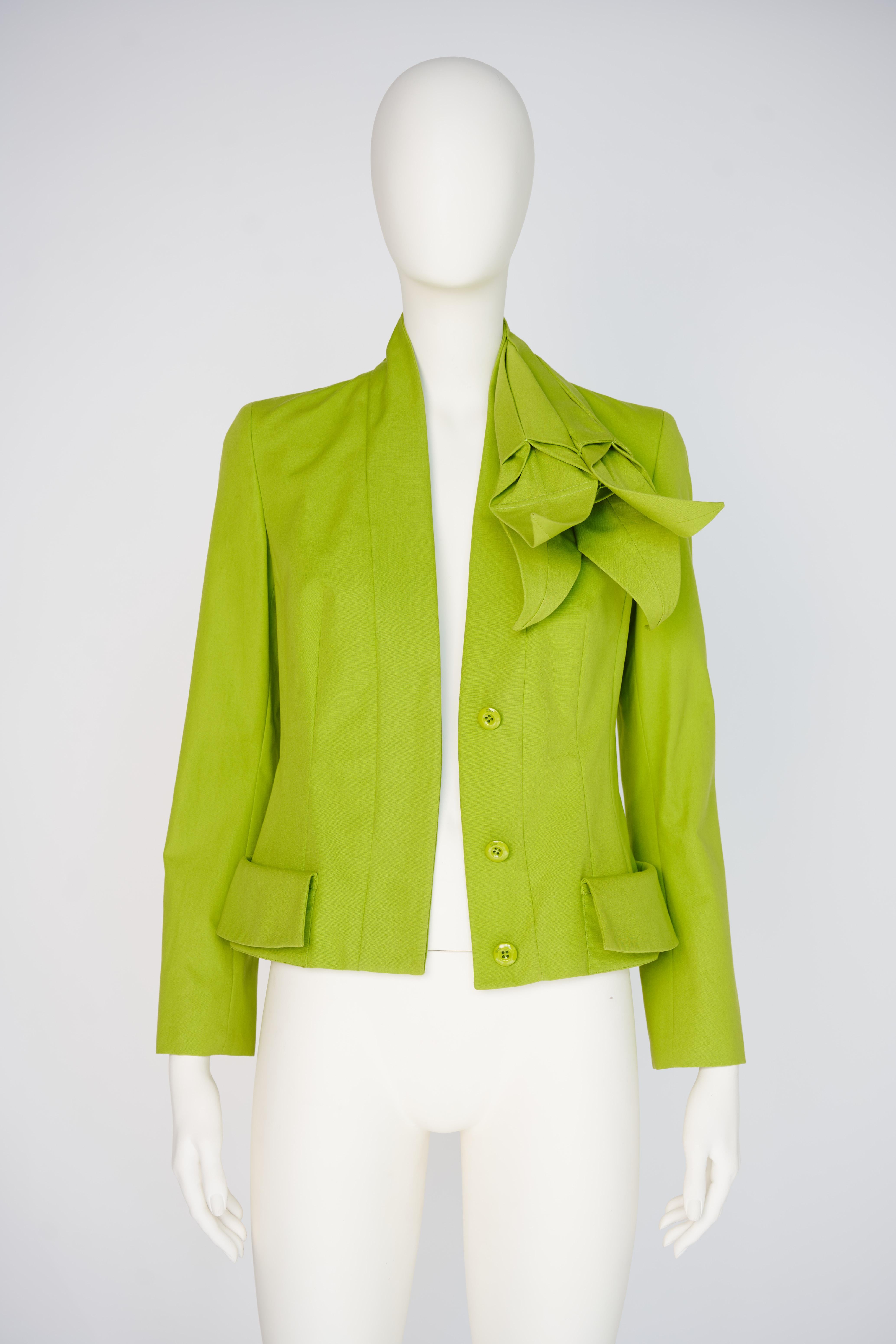 Christian Dior By John Galliano Runway Origami Lily Flower Cotton Jacket, FW2007 For Sale 9