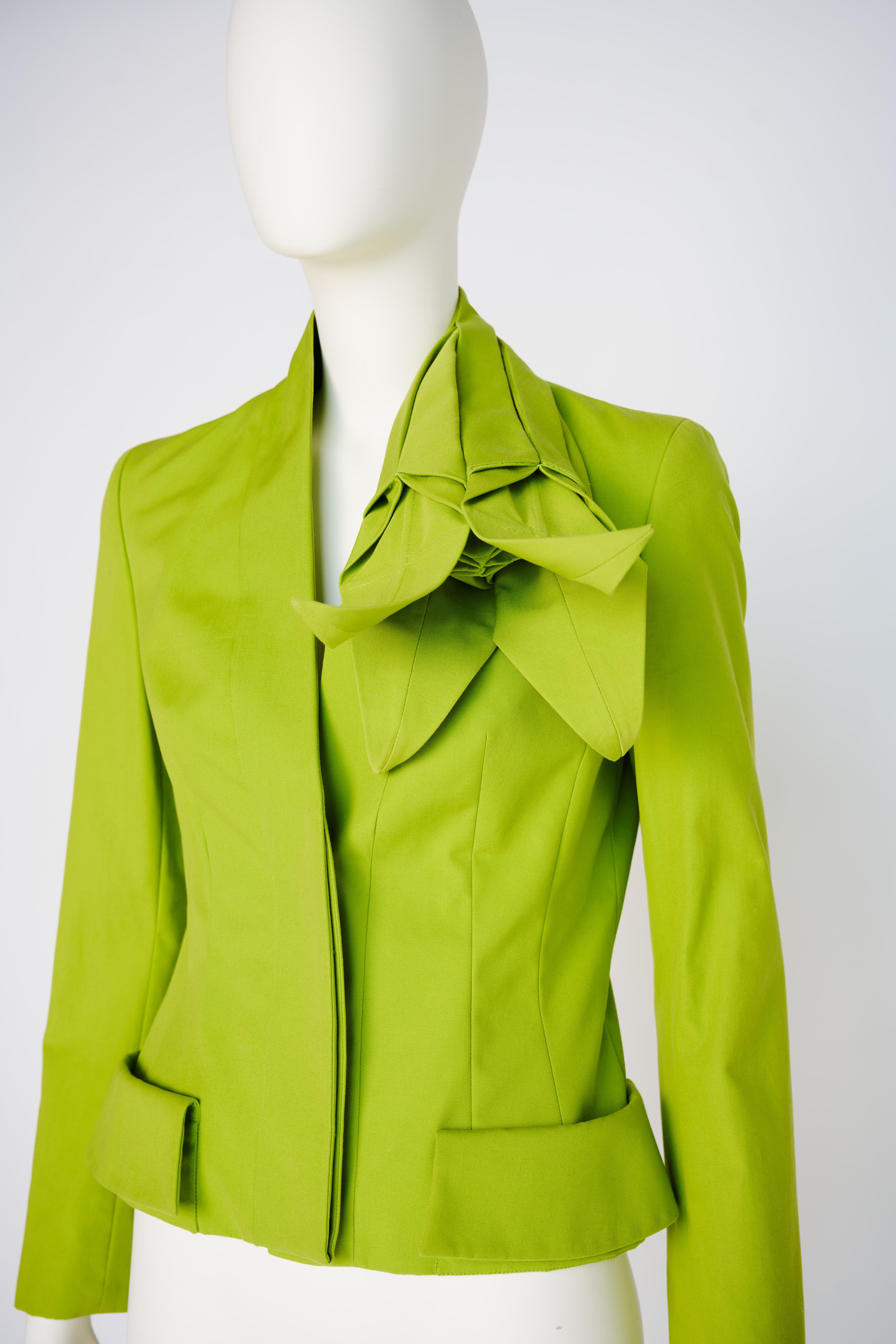 Women's Christian Dior By John Galliano Runway Origami Lily Flower Cotton Jacket, FW2007 For Sale