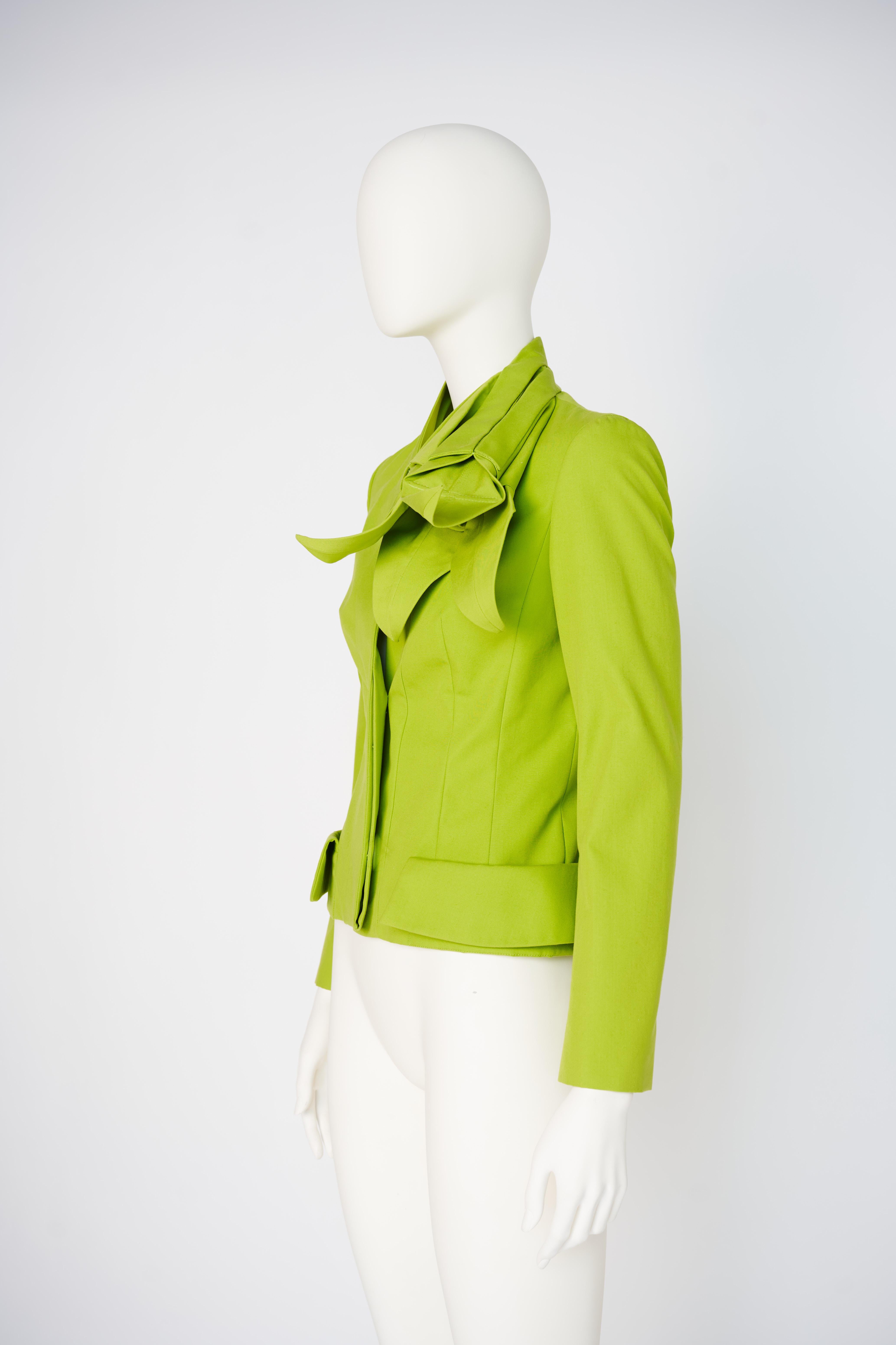 Christian Dior By John Galliano Runway Origami Lily Flower Cotton Jacket, FW2007 For Sale 2