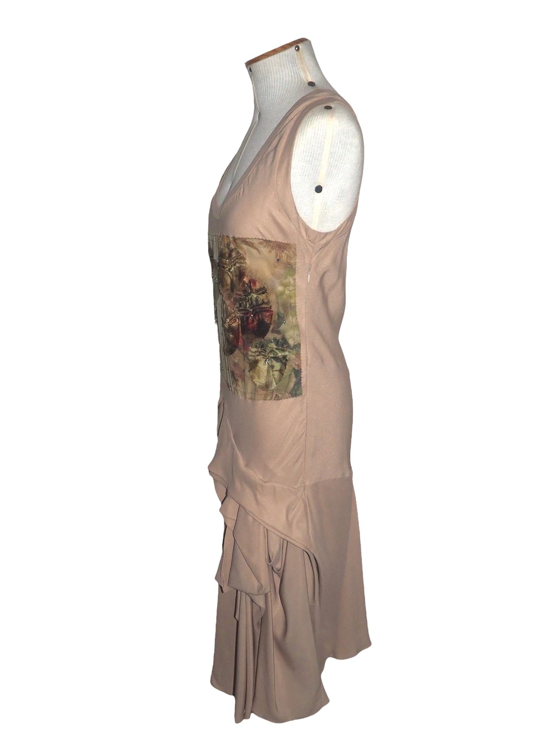 Christian Dior by John Galliano RUNWAY SS 2007 Beige Gathered Slip Dress In Good Condition In São Paulo, SP