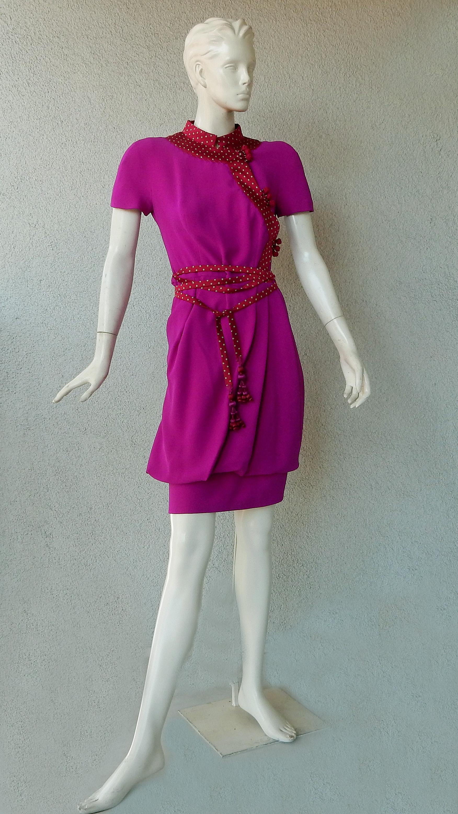 Pink Christian Dior by John Galliano Runway Stylish Asian Inspired Dress For Sale