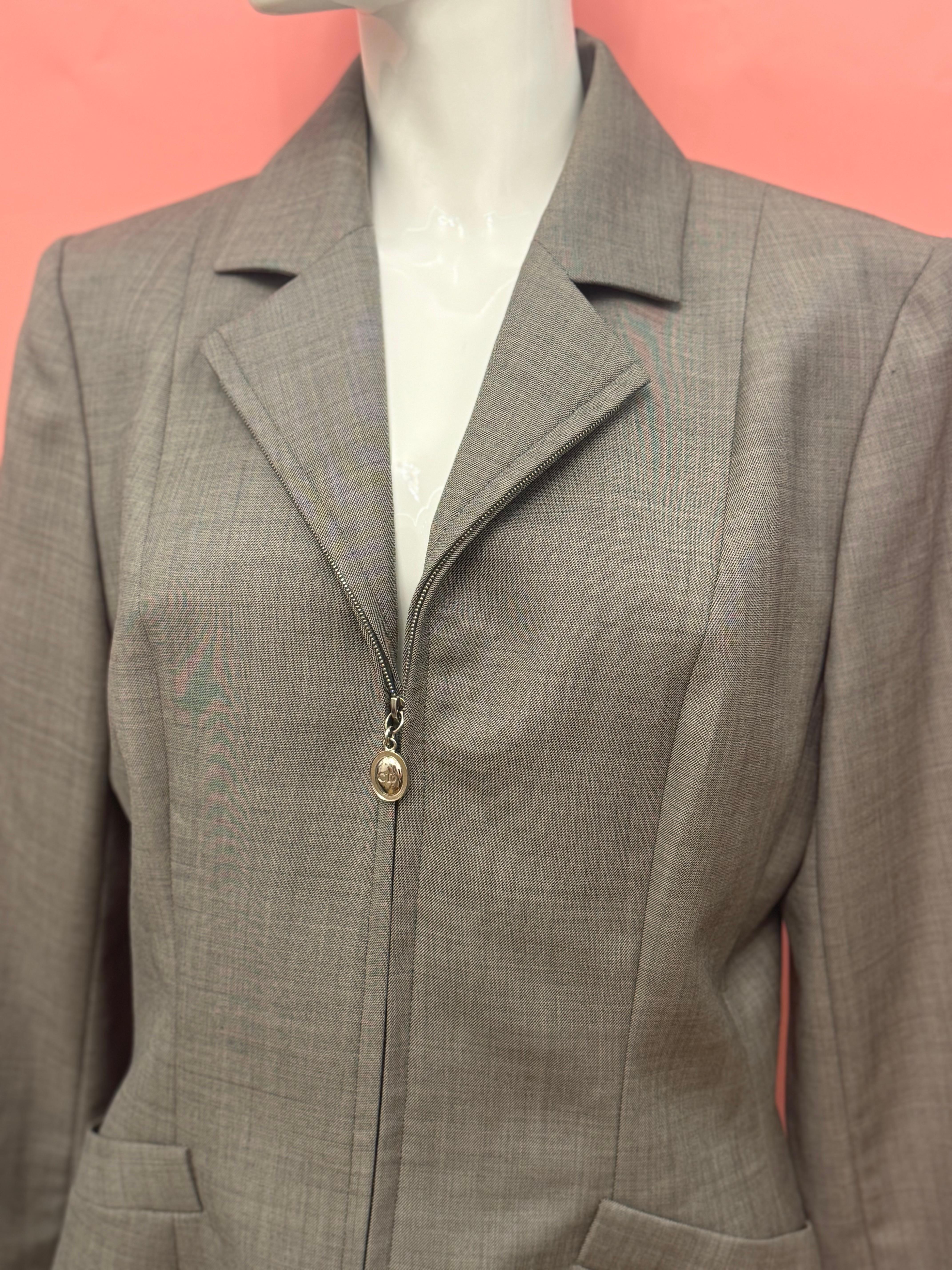 Christian Dior by John Galliano S/S 1997 grey suit skirt For Sale 7