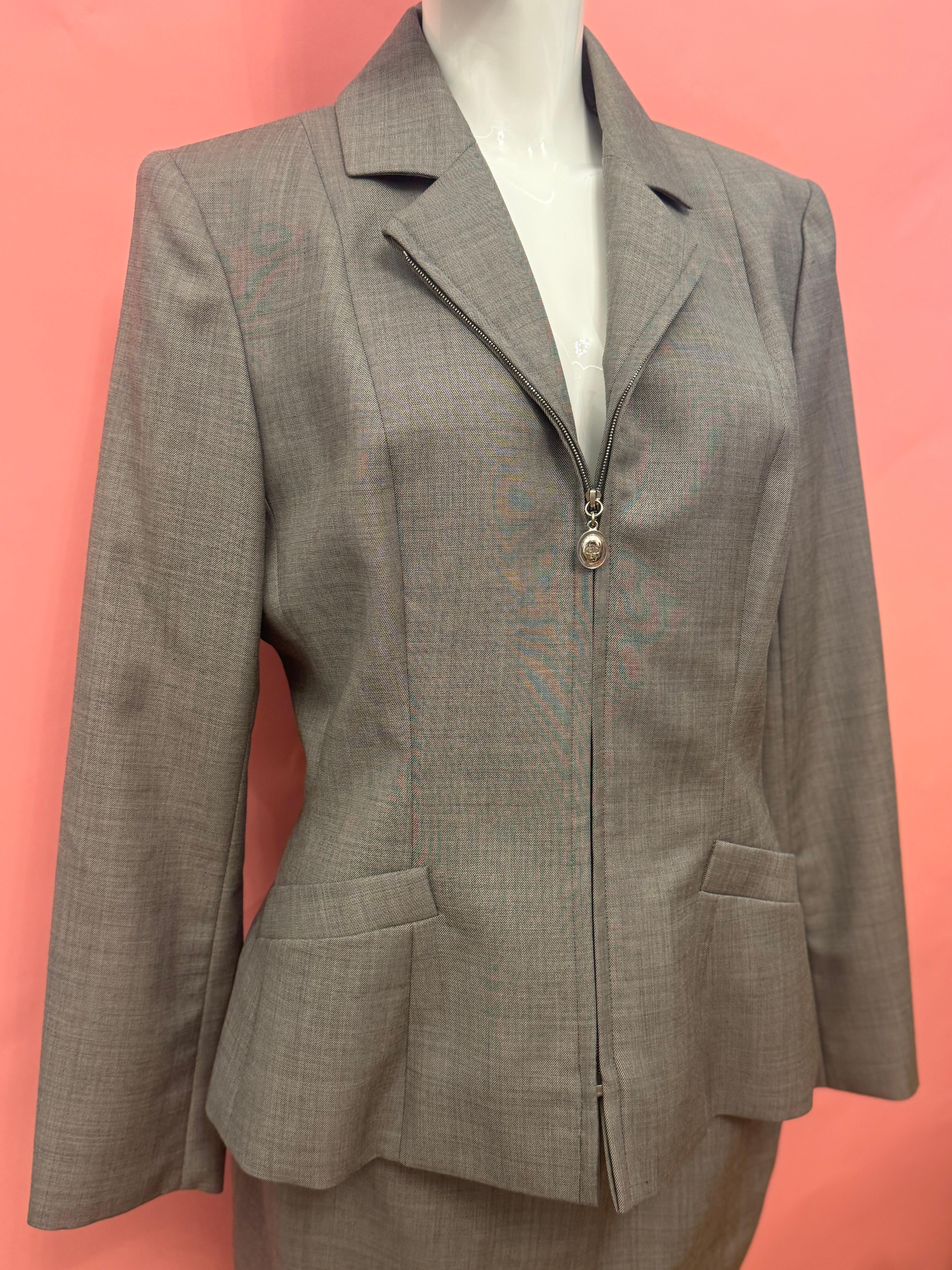 Christian Dior by John Galliano S/S 1997 grey suit skirt For Sale 8