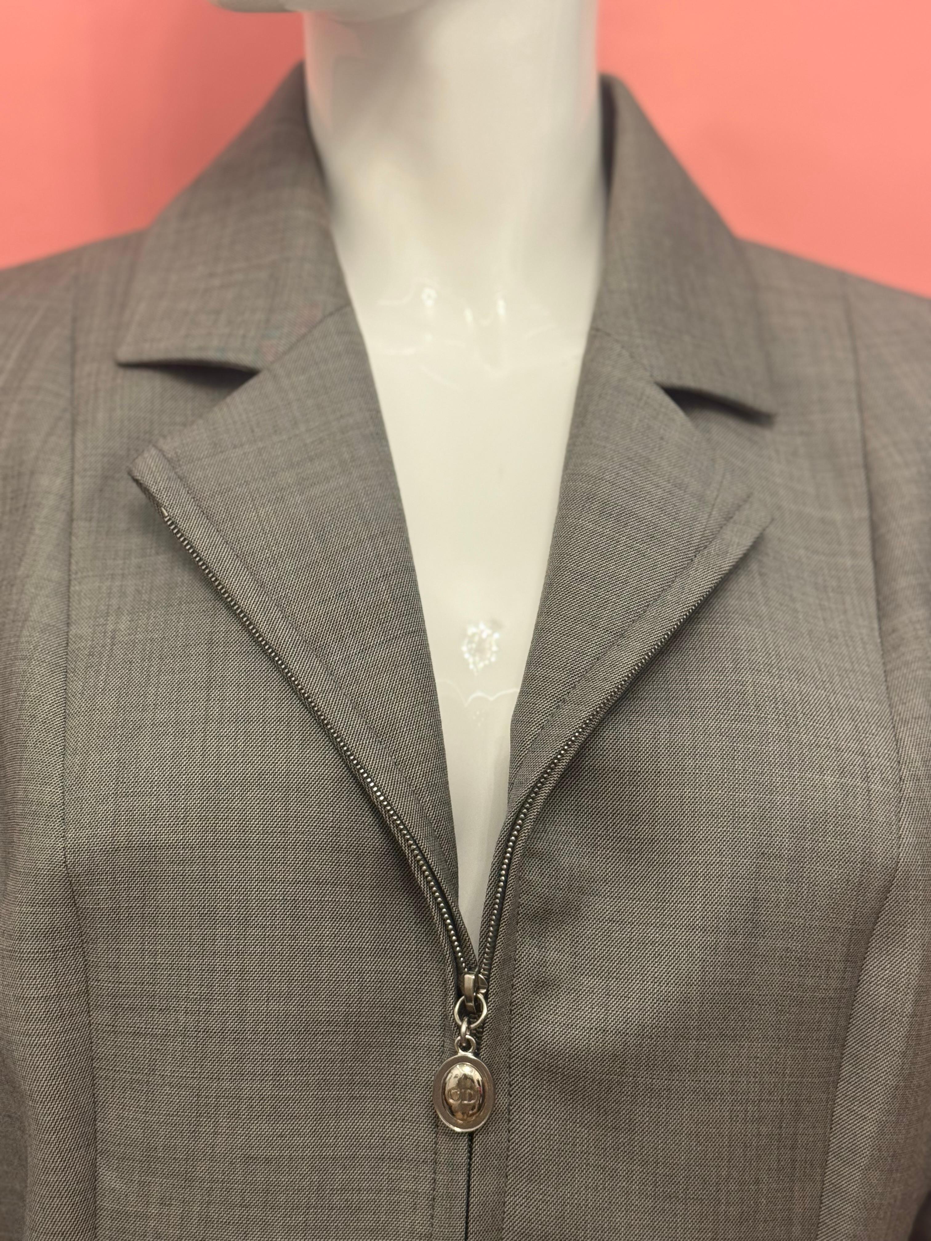 Christian Dior by John Galliano S/S 1997 grey suit skirt For Sale 9