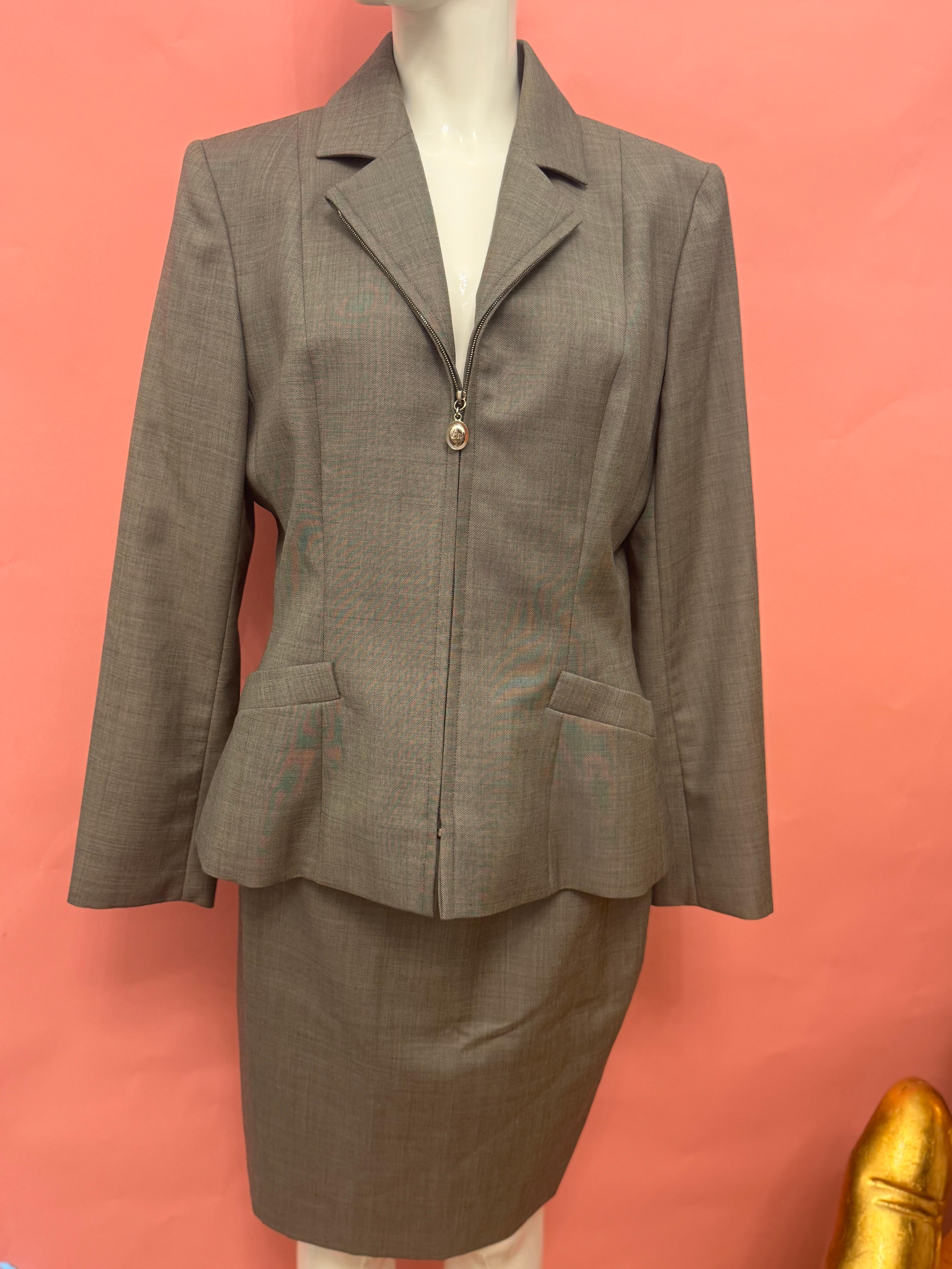 Christian Dior by John Galliano S/S 1997 grey suit skirt For Sale 10
