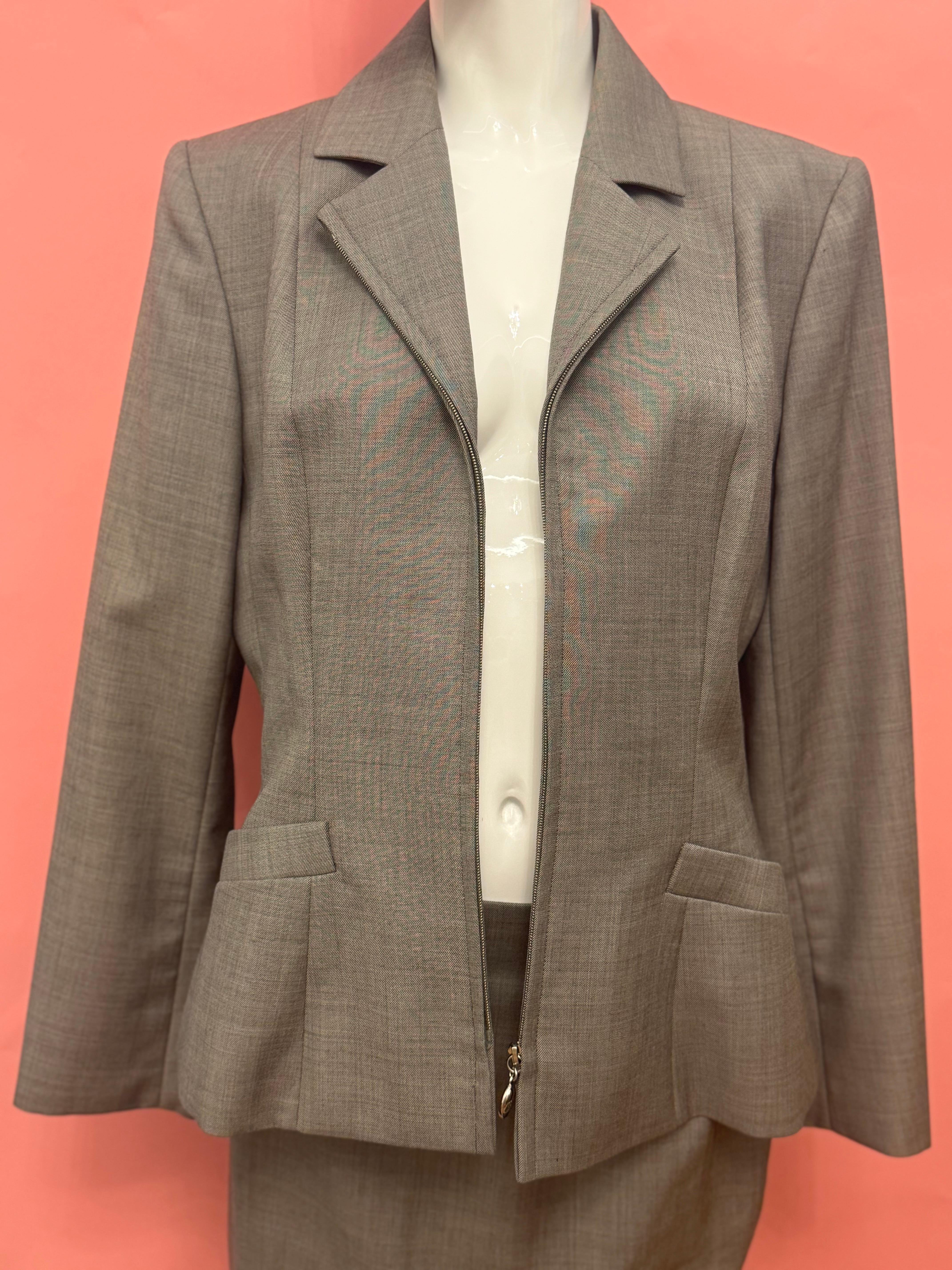 Christian Dior by John Galliano S/S 1997 grey suit skirt For Sale 11